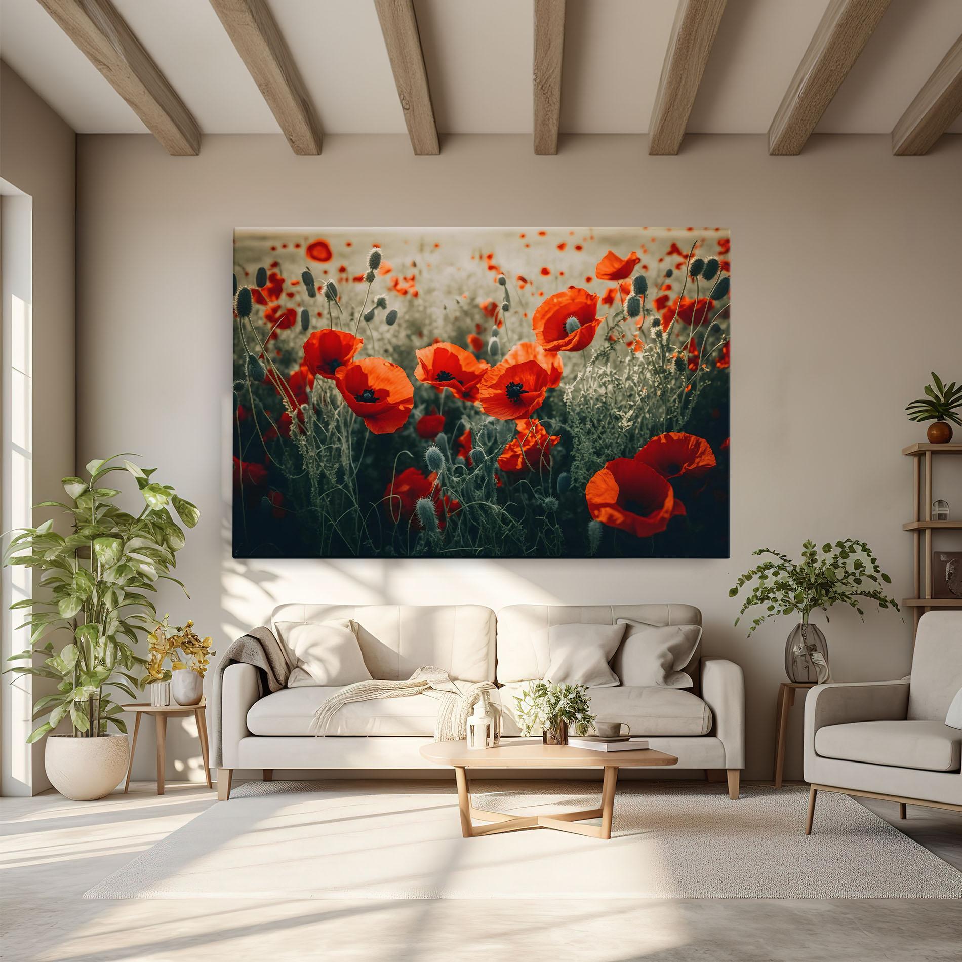 Leinwandbild Poppy Grass Field mockup 6