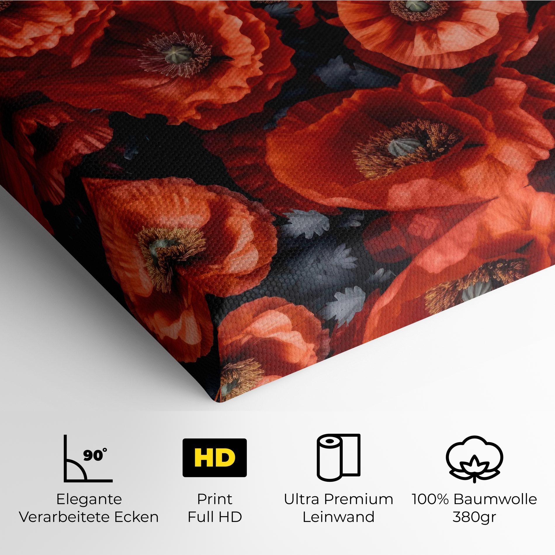 Leinwandbild Black Red Poppies mockup 4
