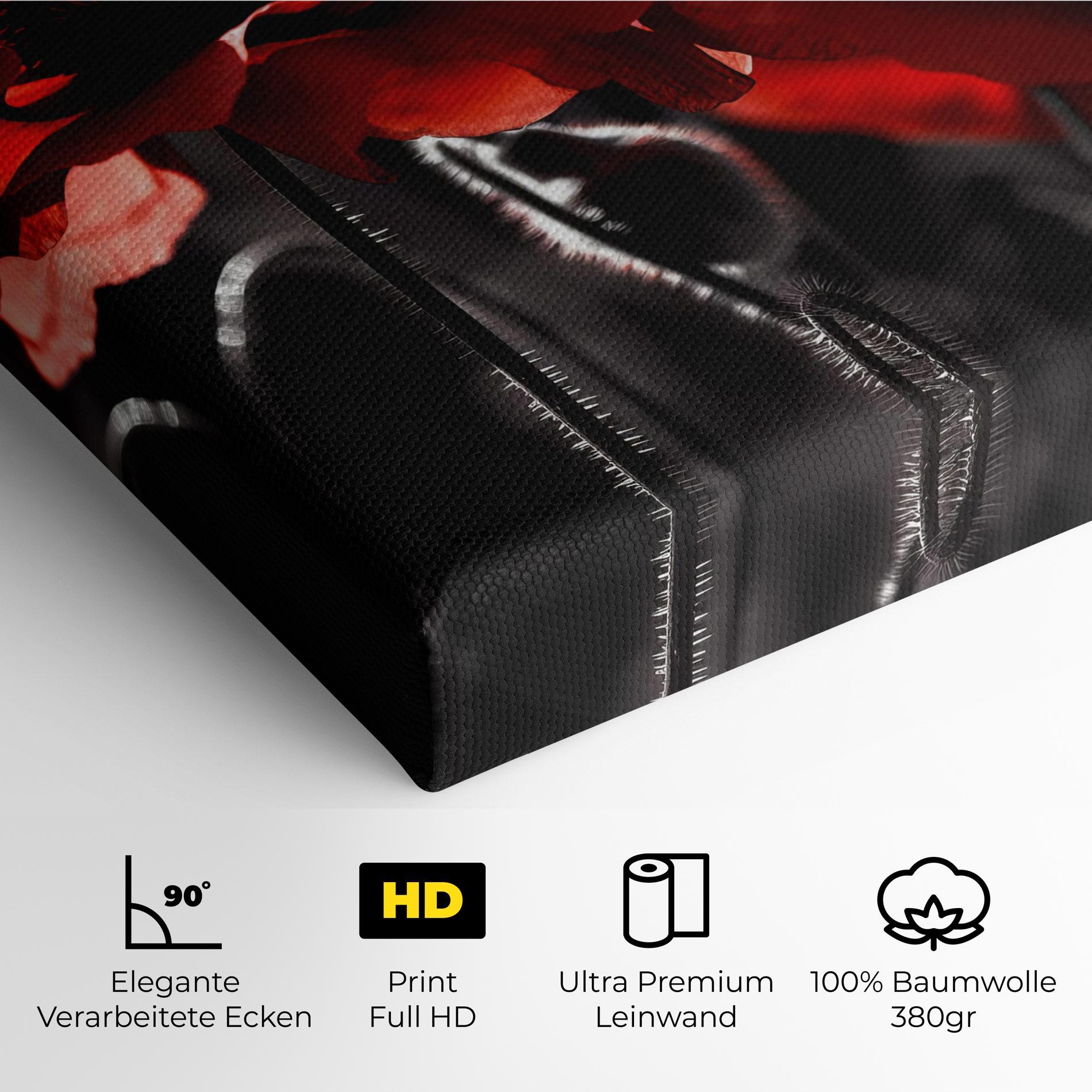 Leinwandbild Light Red Poppy On Black mockup 4