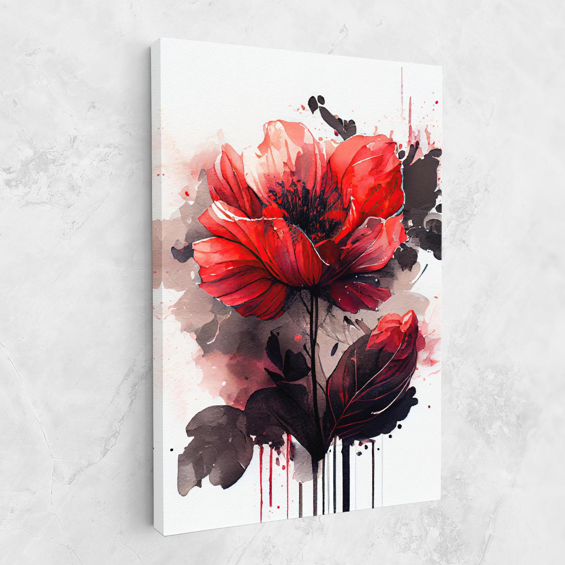 Leinwandbild Watercolor Poppy mockup 1