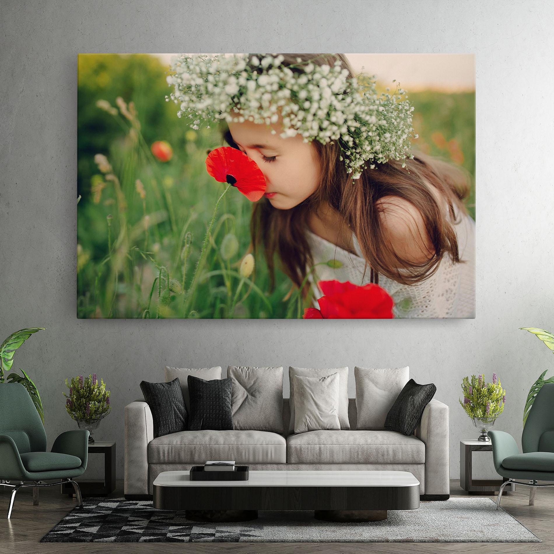 Leinwandbild Girl With Poppies mockup 7
