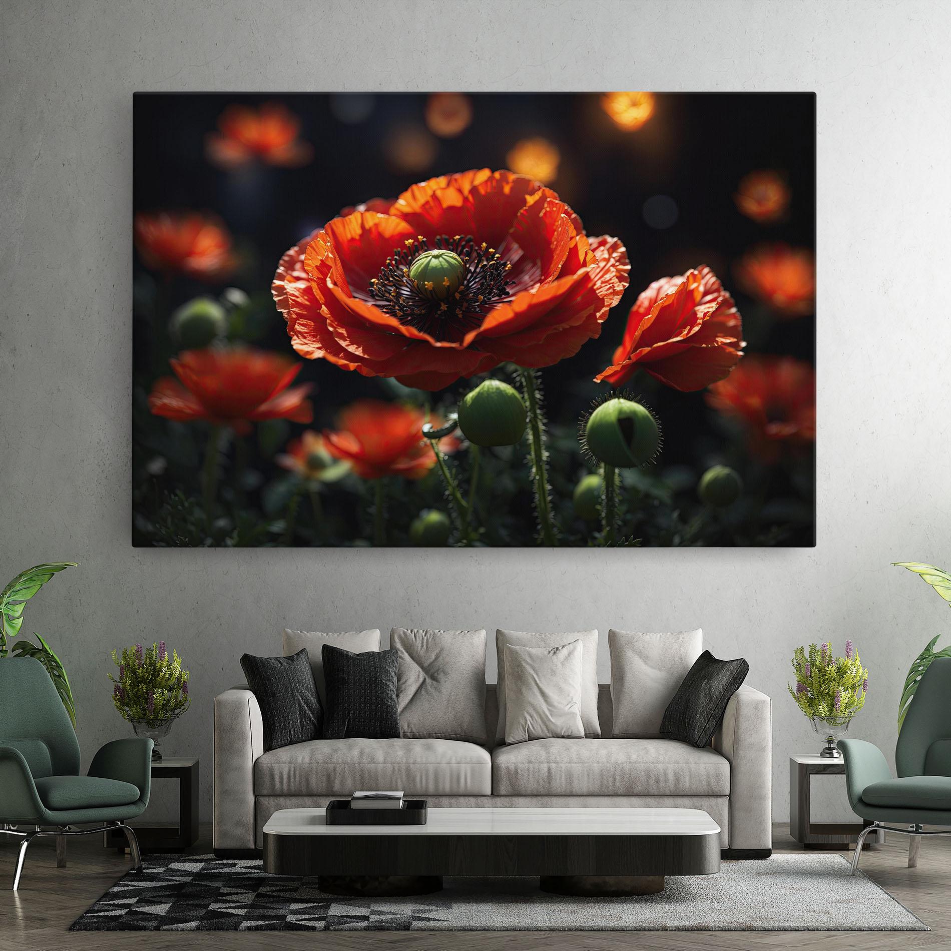 Leinwandbild Red Poppy Close Up mockup 7