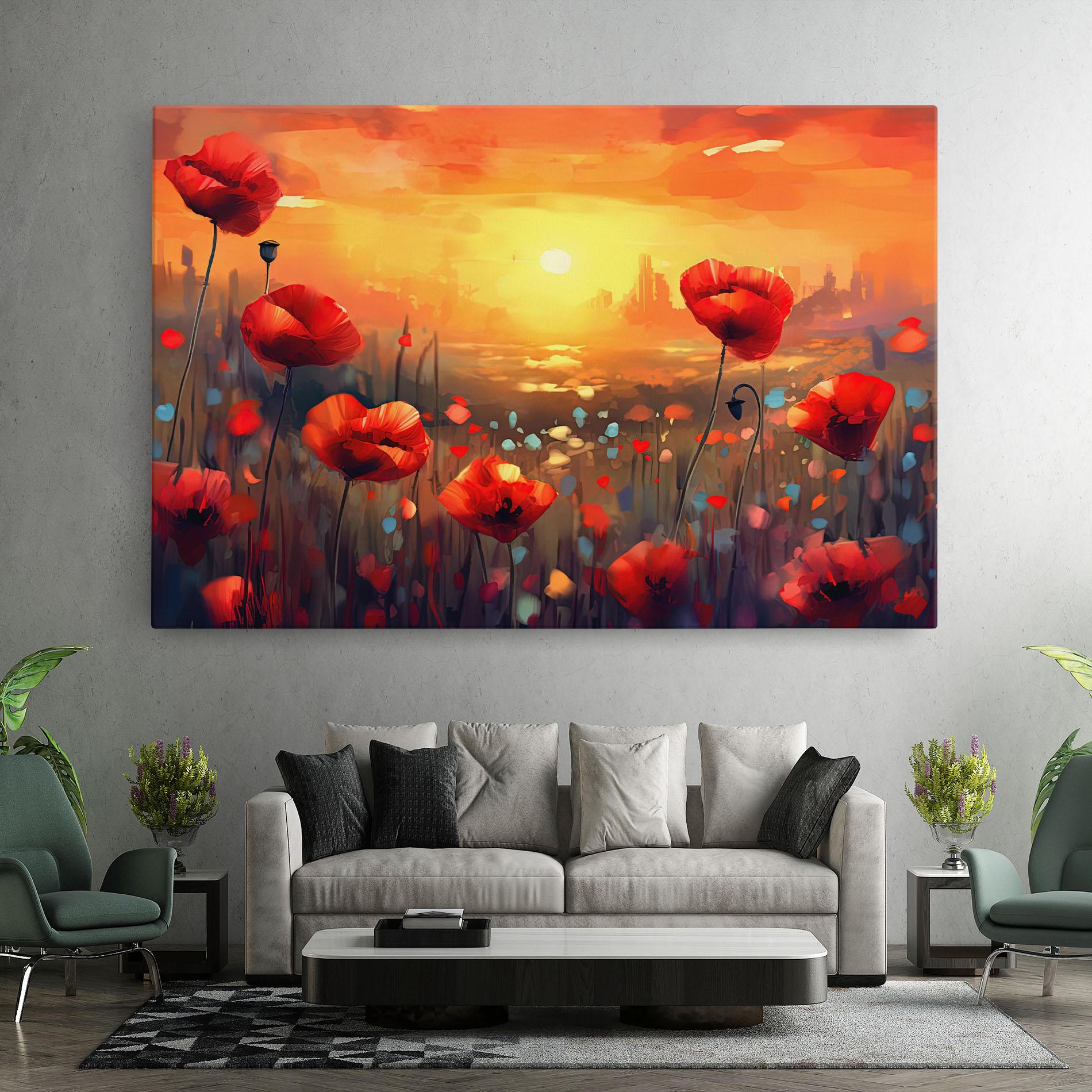 Leinwandbild Sunrise Painting Poppies mockup 7