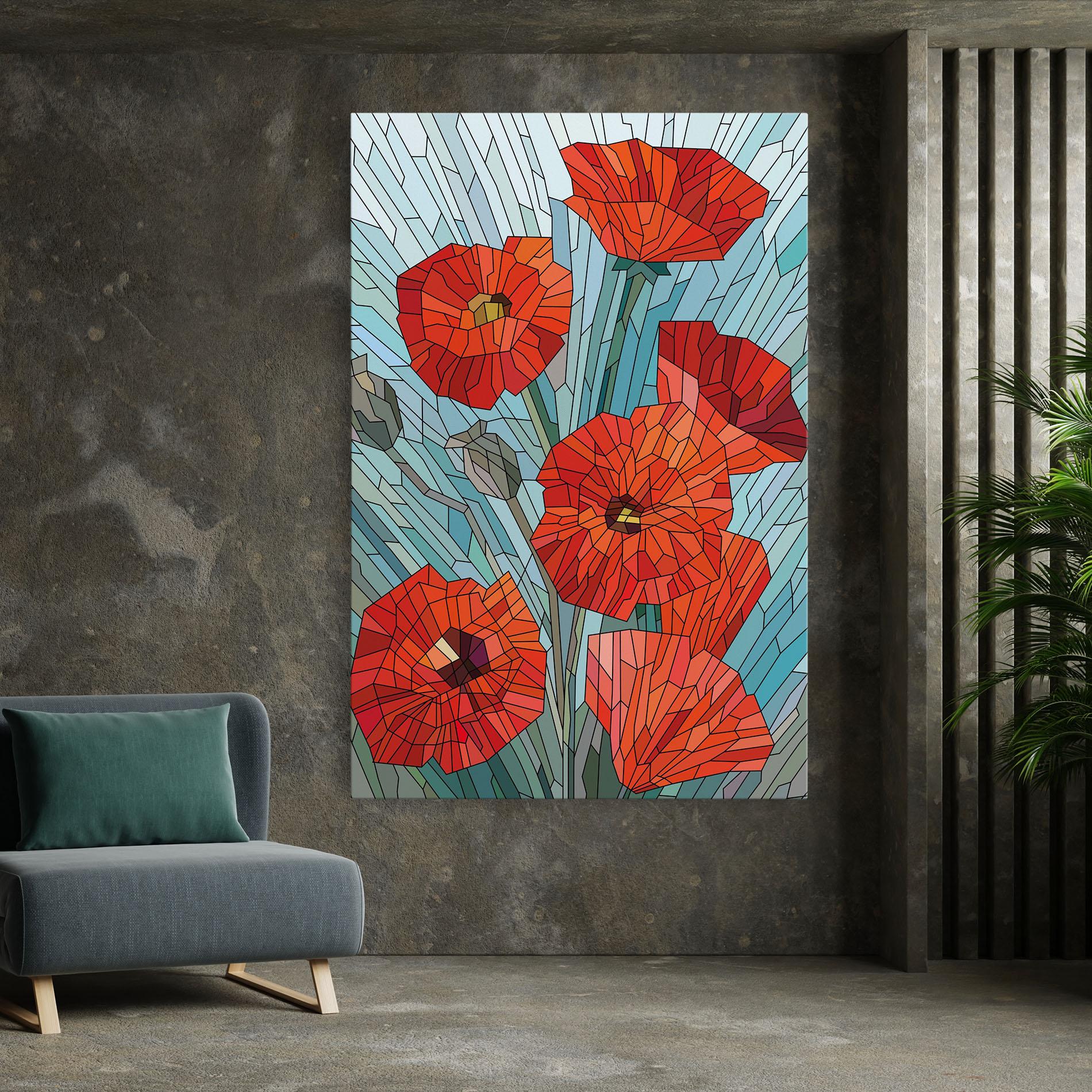 Leinwandbild Blue Glass Poppy mockup 7