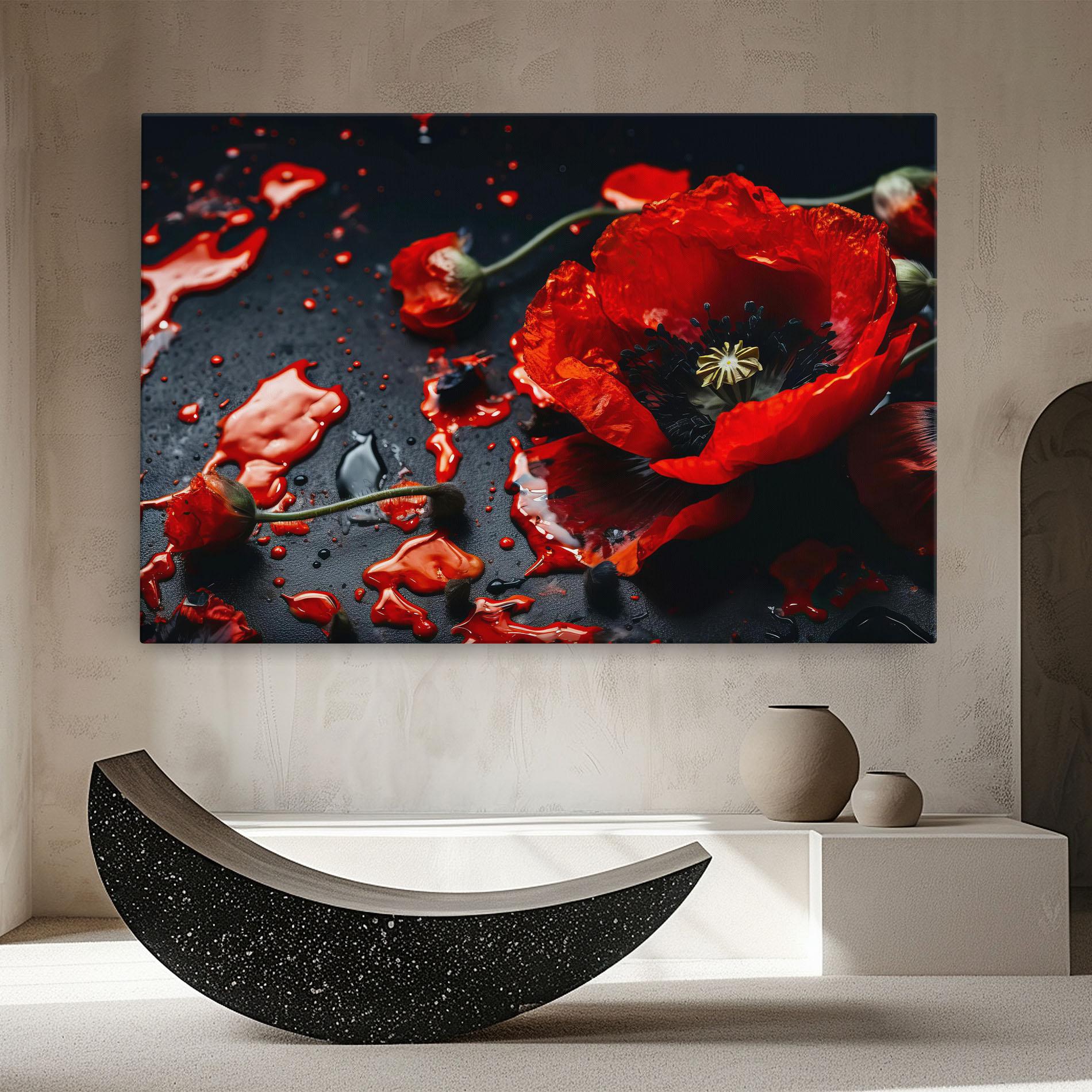 Leinwandbild Beautiful Red Poppy Liquid mockup 8