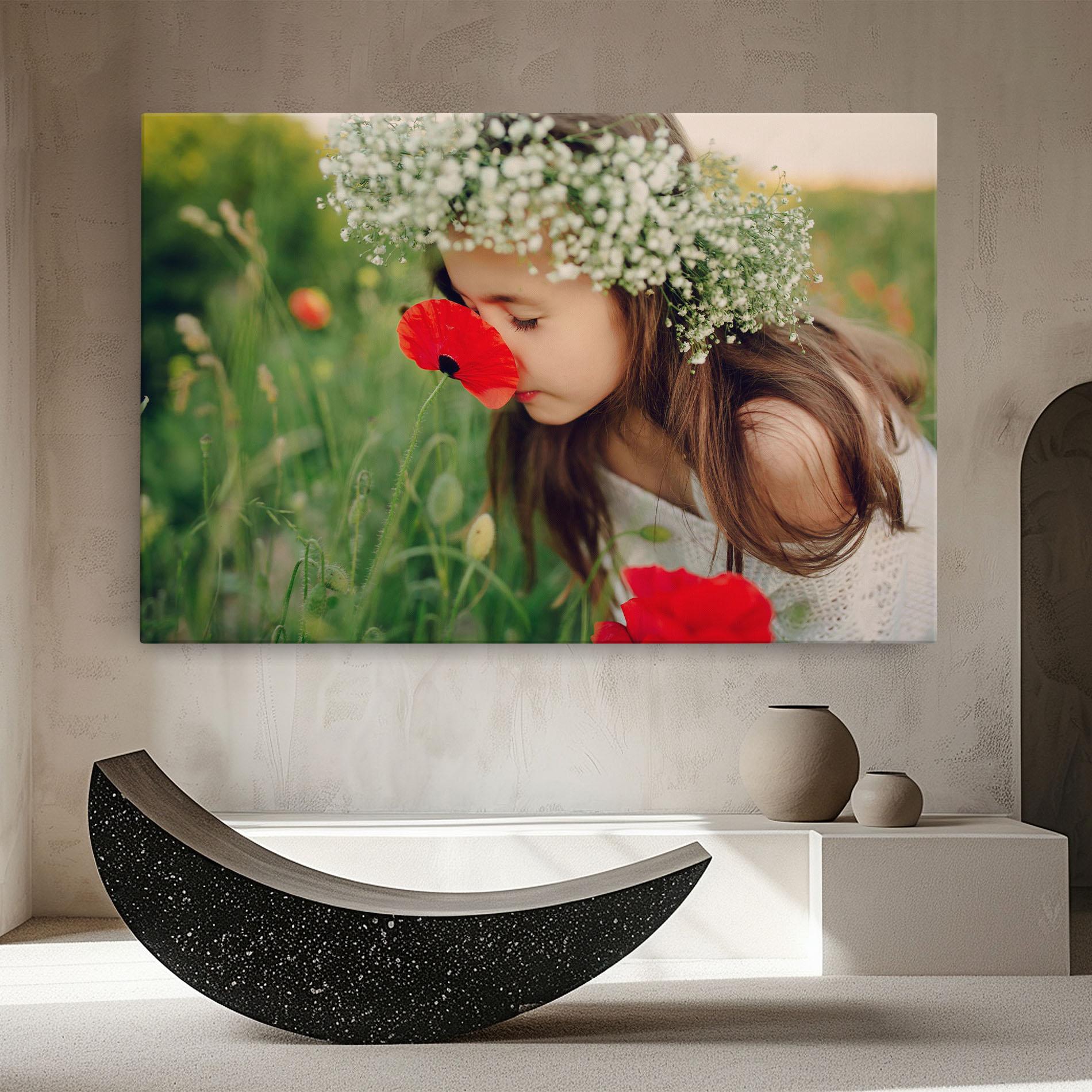 Leinwandbild Girl With Poppies mockup 8