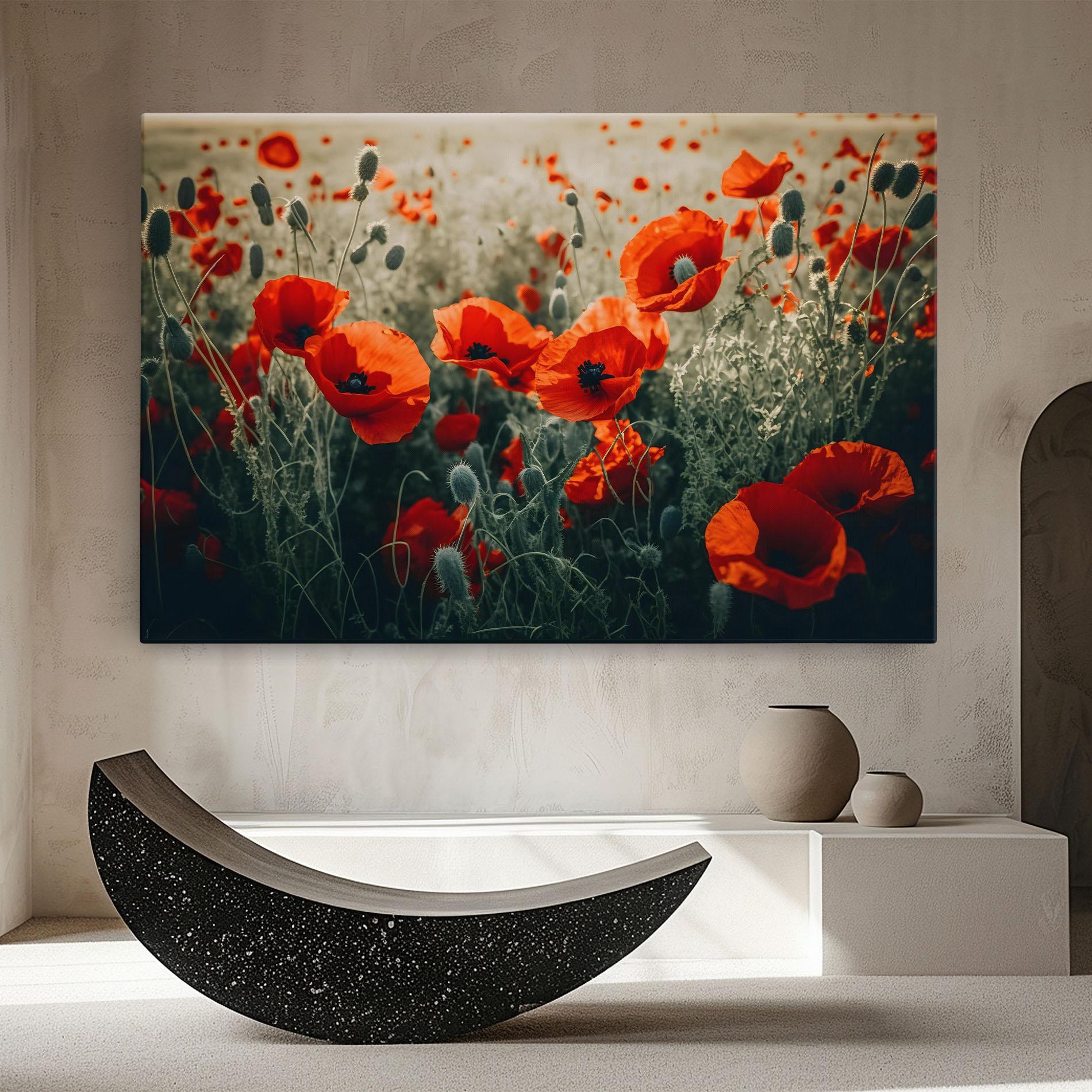 Leinwandbild Poppy Grass Field mockup 8