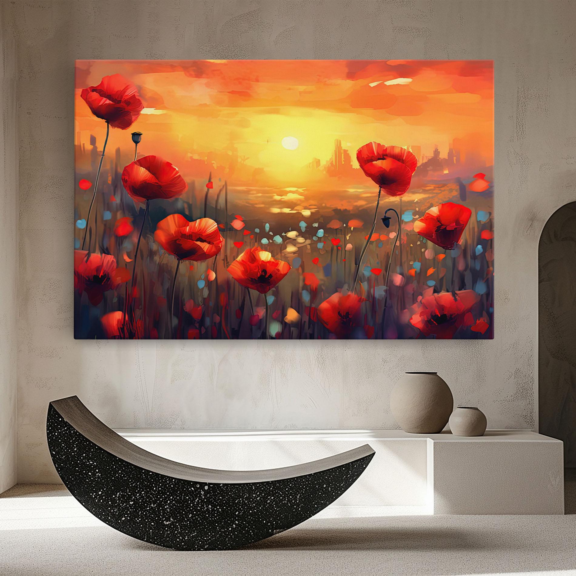 Leinwandbild Sunrise Painting Poppies mockup 8