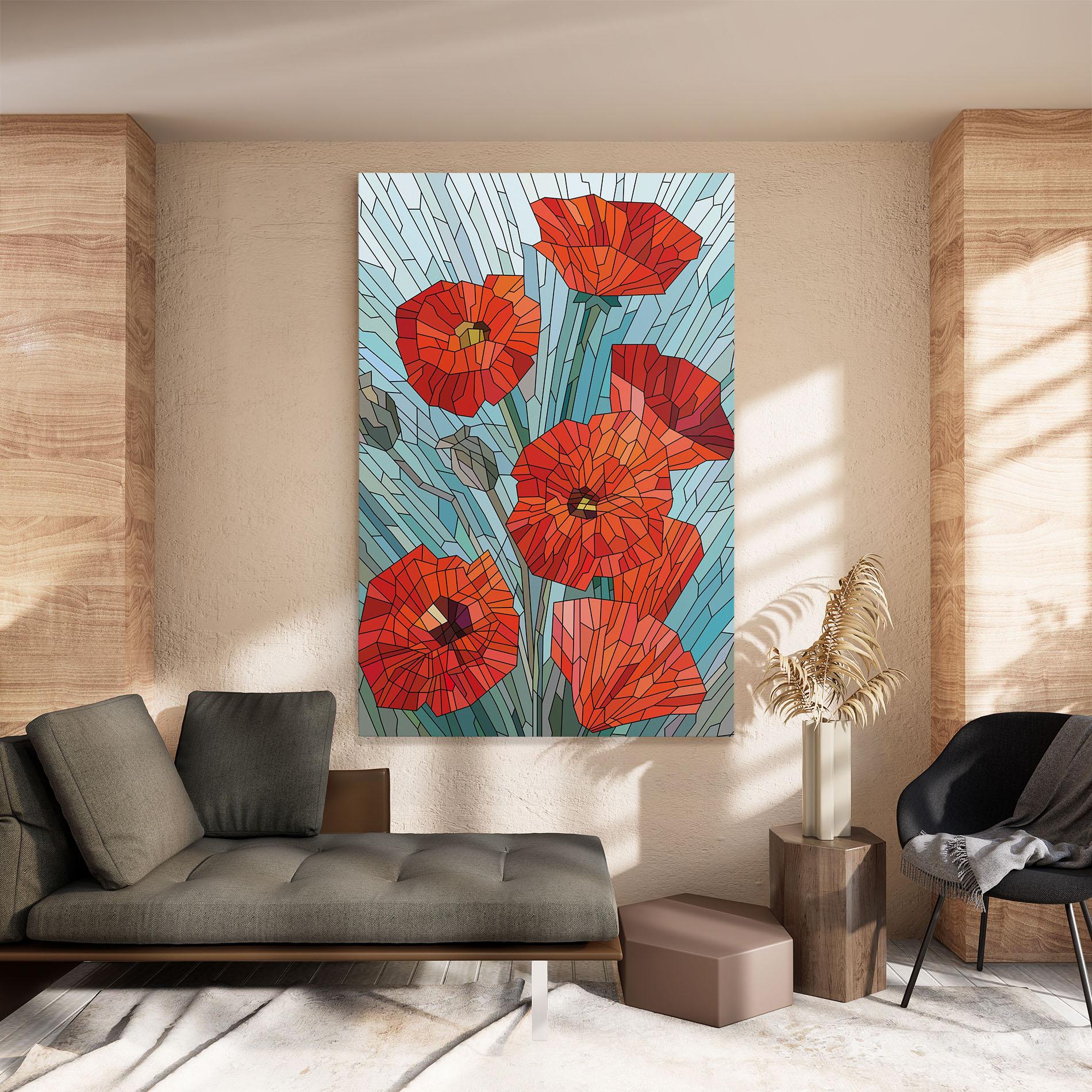 Leinwandbild Blue Glass Poppy mockup 8