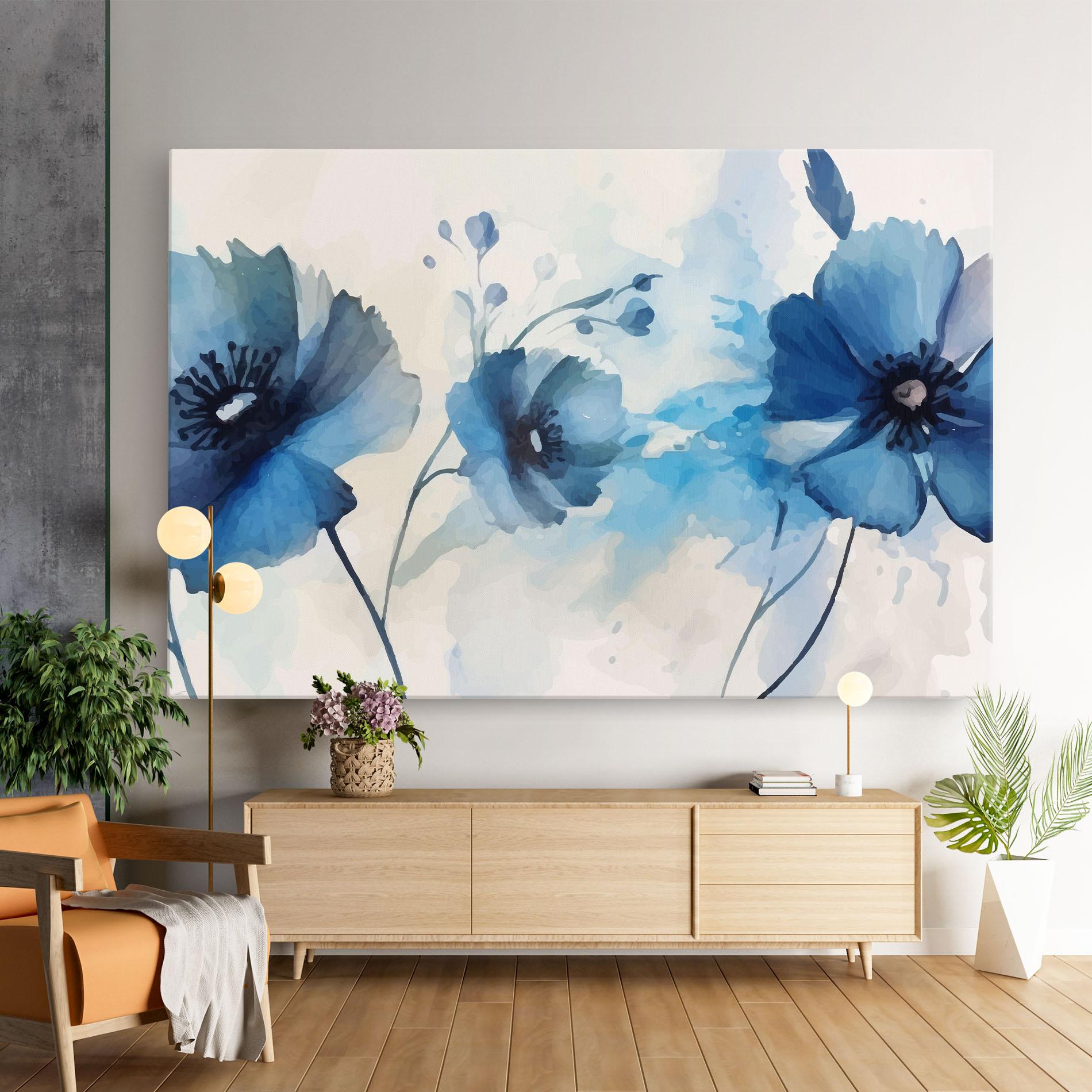 Leinwandbild Blue Poppies mockup 9