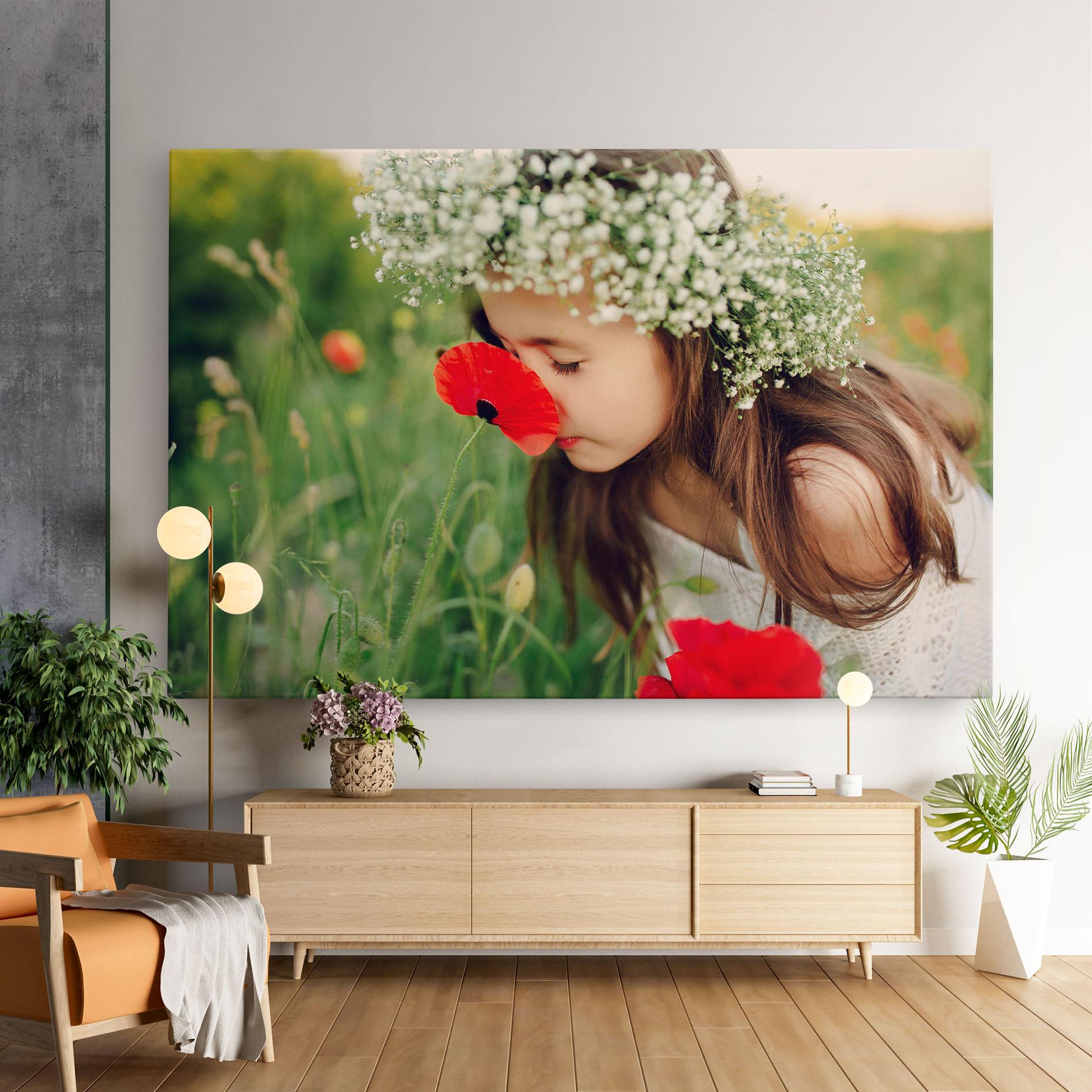 Leinwandbild Girl With Poppies mockup 9