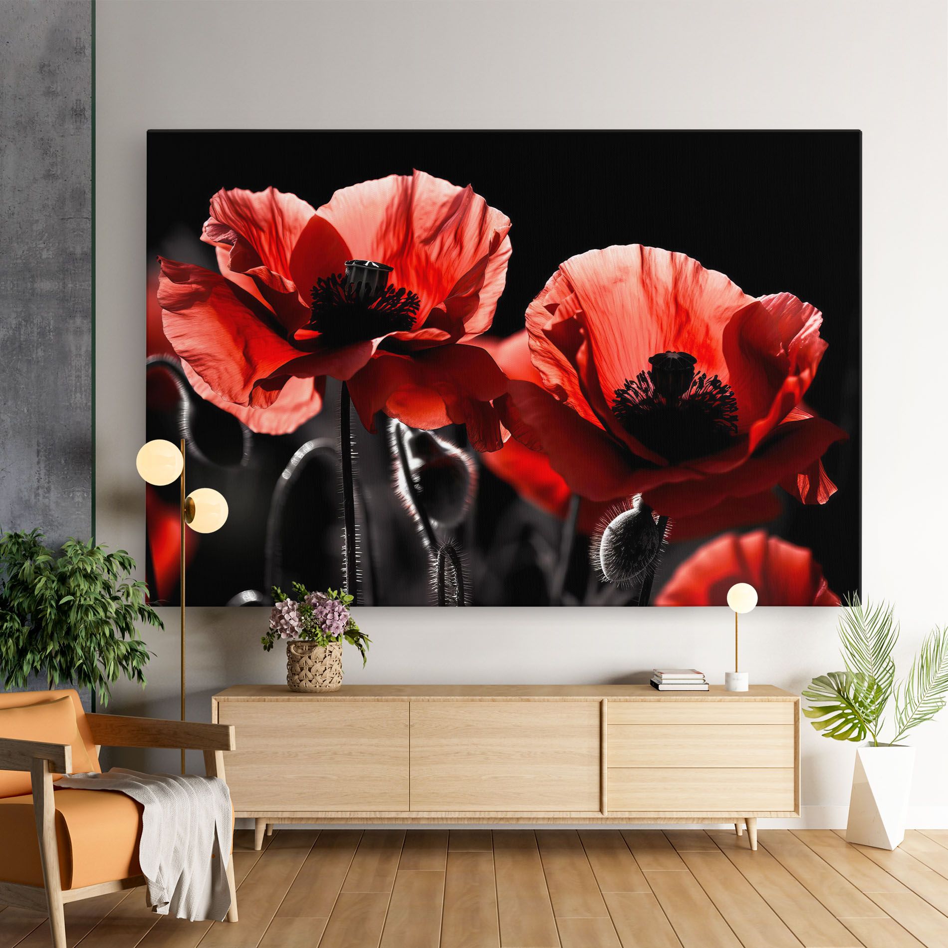 Light Red Poppy On Black mockup 9