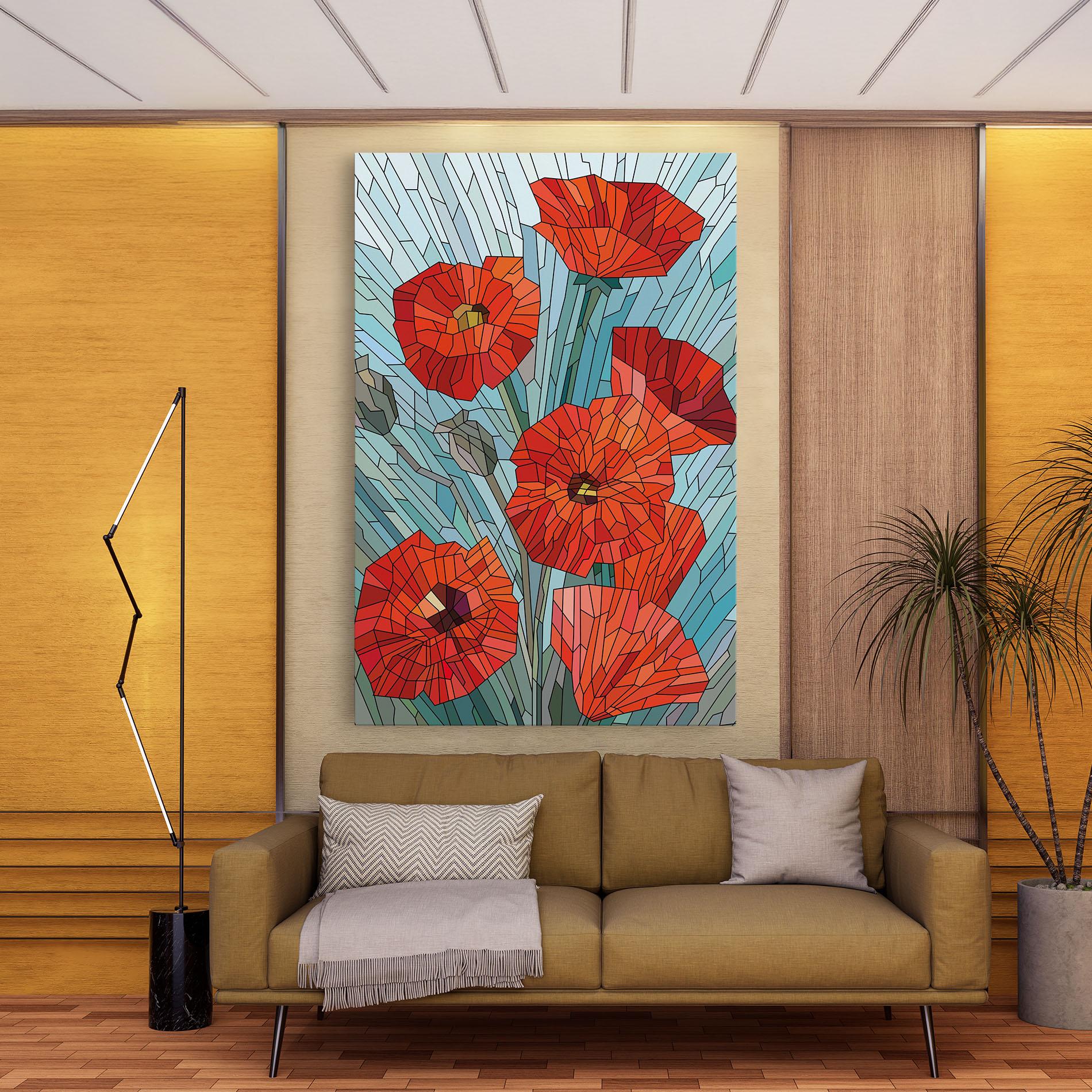 Leinwandbild Blue Glass Poppy mockup 9