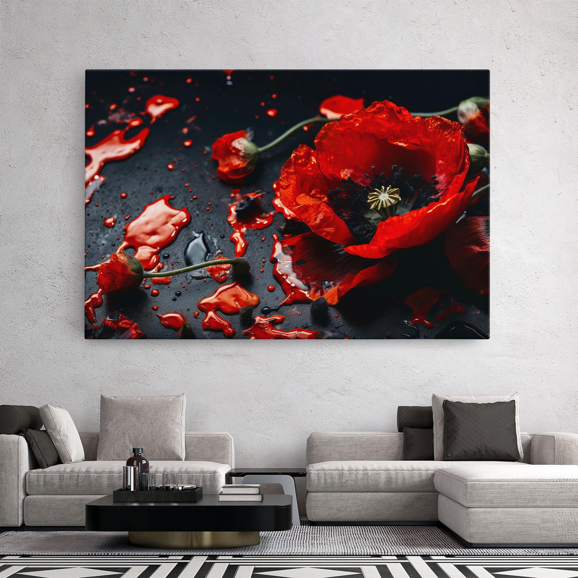 Leinwandbild Beautiful Red Poppy Liquid mockup 2