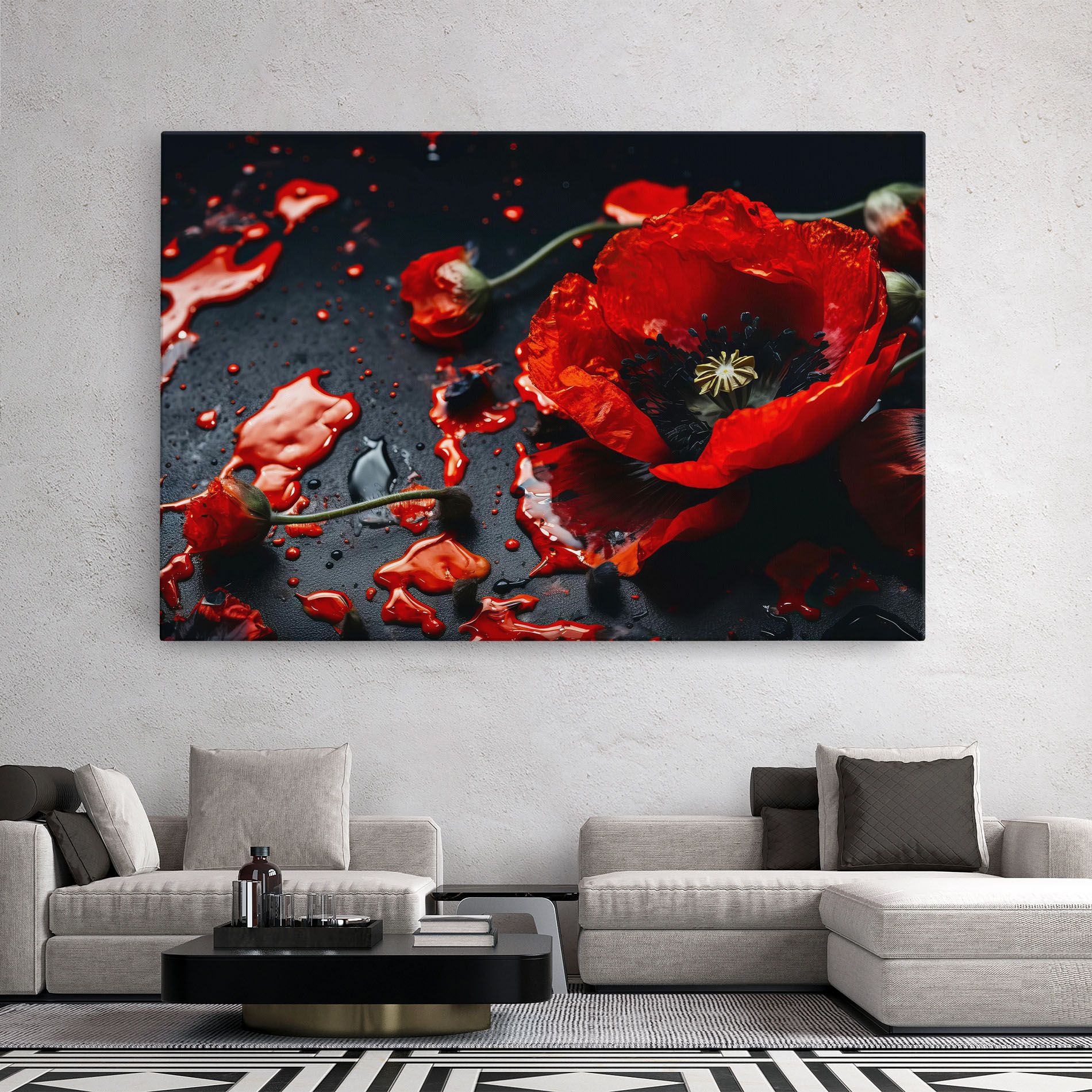 Beautiful Red Poppy Liquid mockup 2