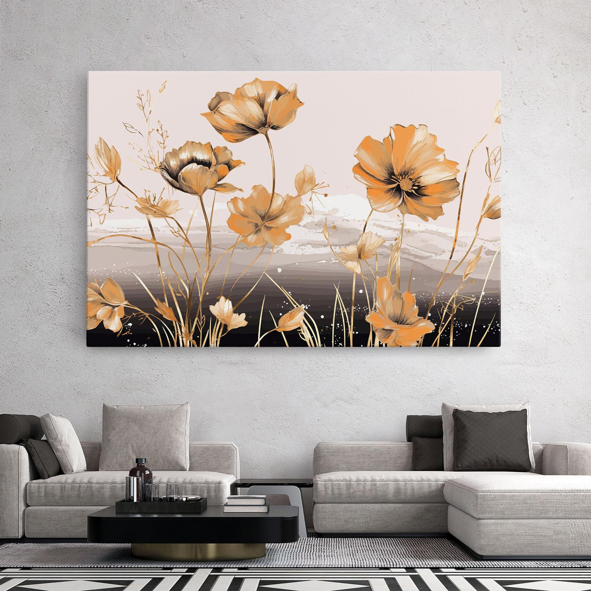 Leinwandbild Gold Black Poppy mockup 2