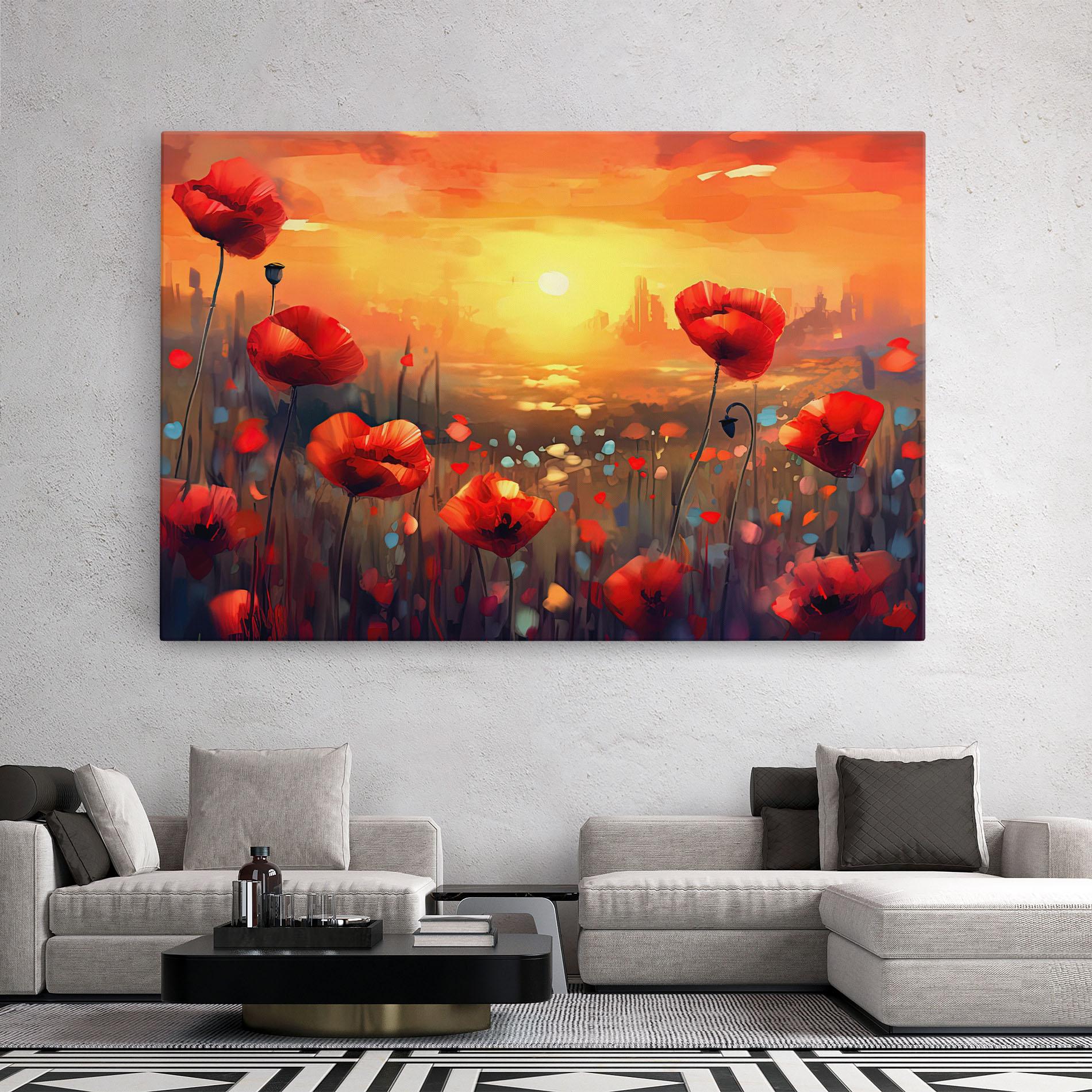 Leinwandbild Sunrise Painting Poppies mockup 2