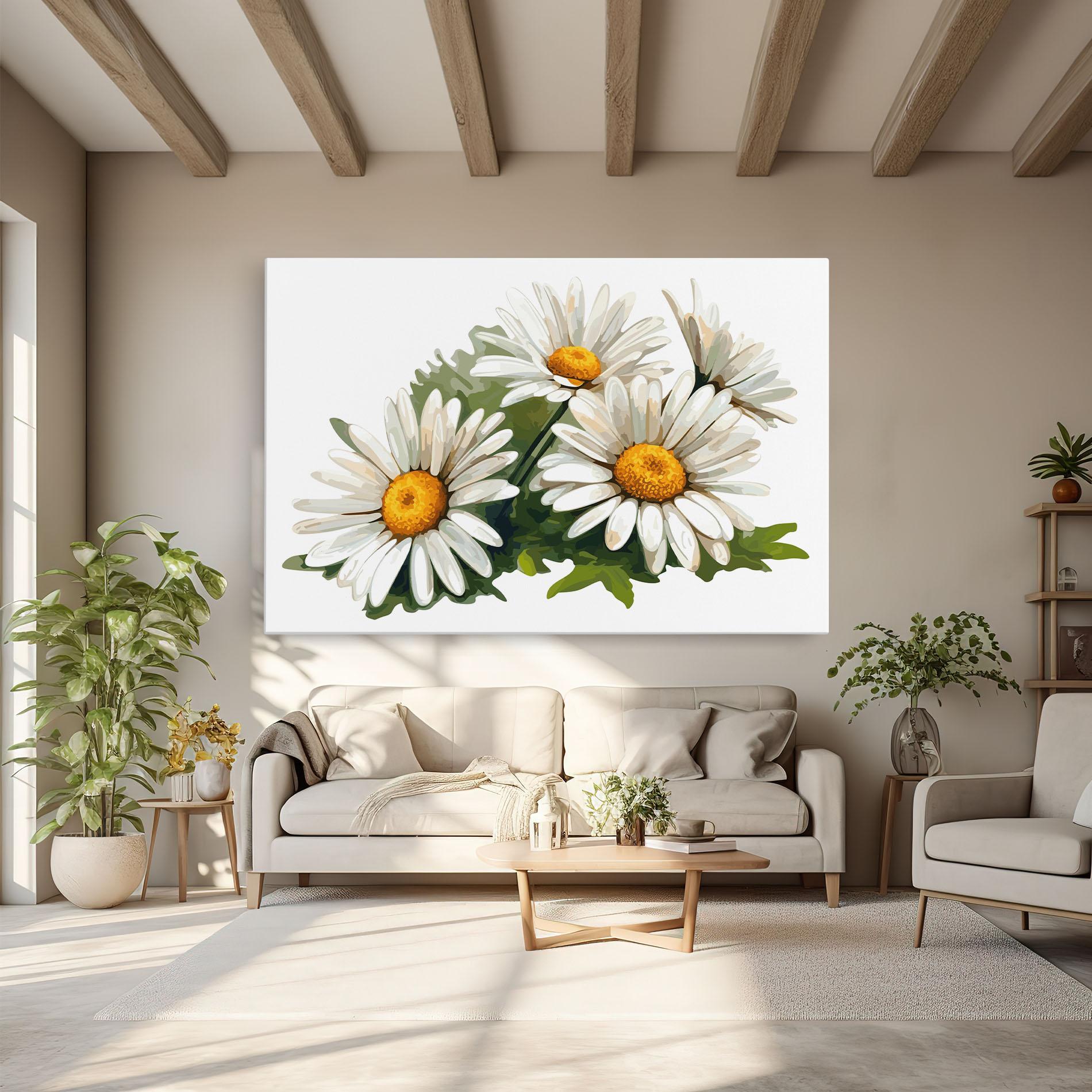 Leinwandbild Grey White Daisy mockup 6