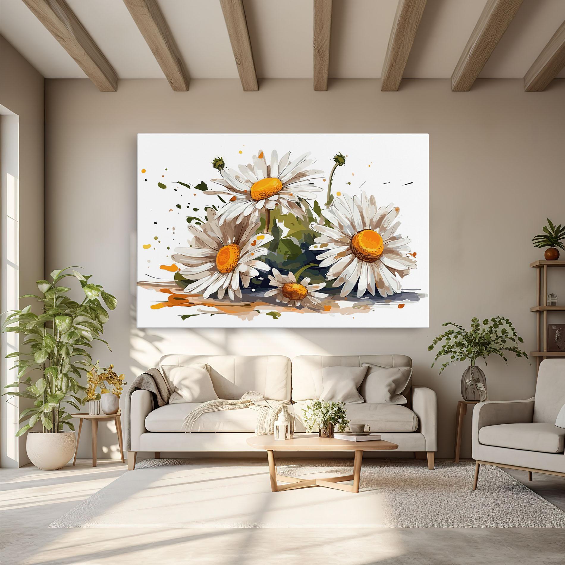 Leinwandbild White Beautiful Daisy mockup 6