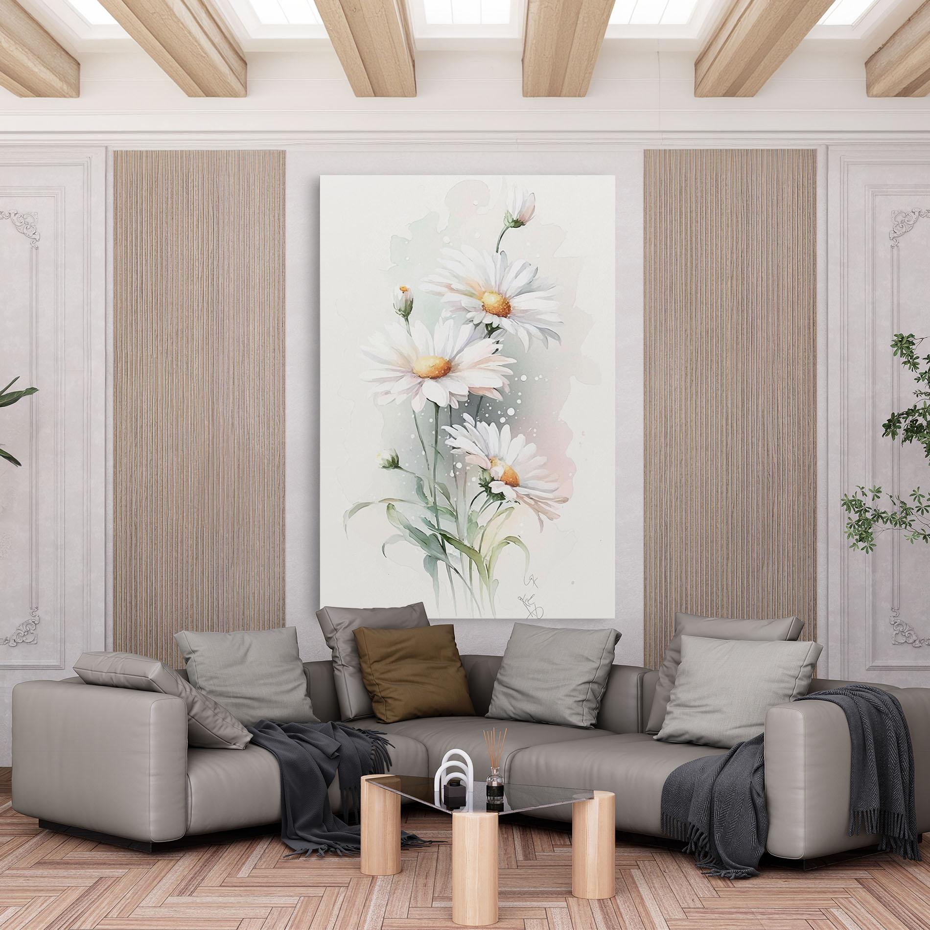 Leinwandbild Dreamy White Daisy mockup 6