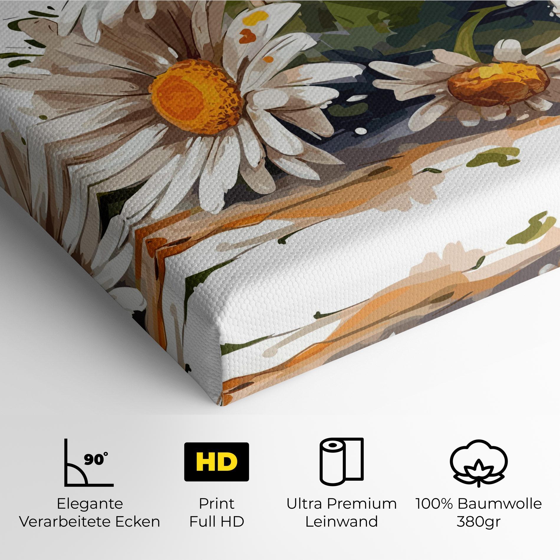 Leinwandbild White Beautiful Daisy mockup 4