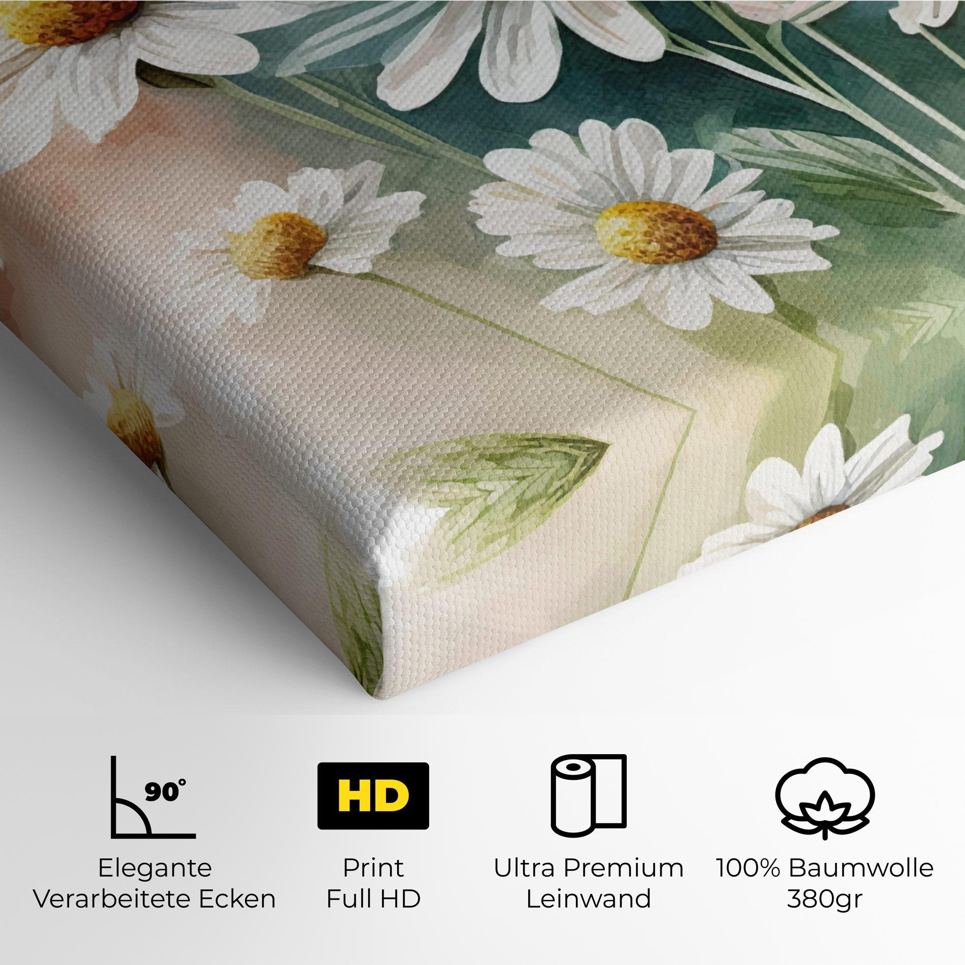 Leinwandbild White Daisy Art mockup 4