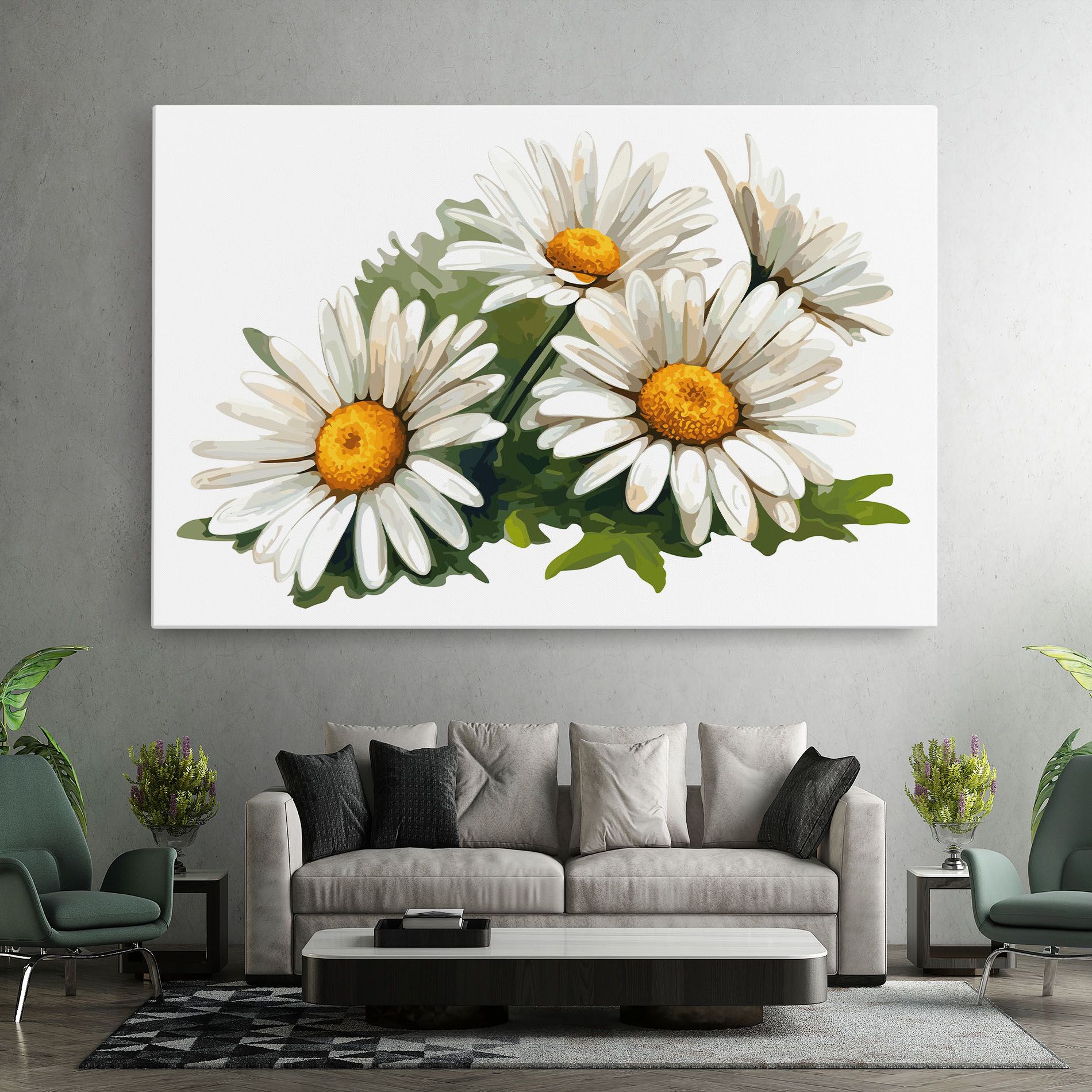 Grey White Daisy mockup 7