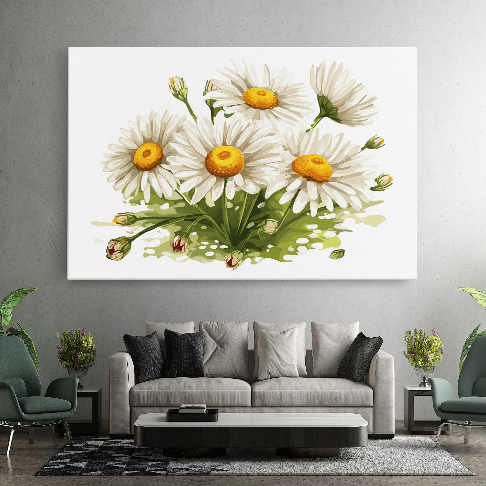 Leinwandbild White Grey Daisy mockup 7