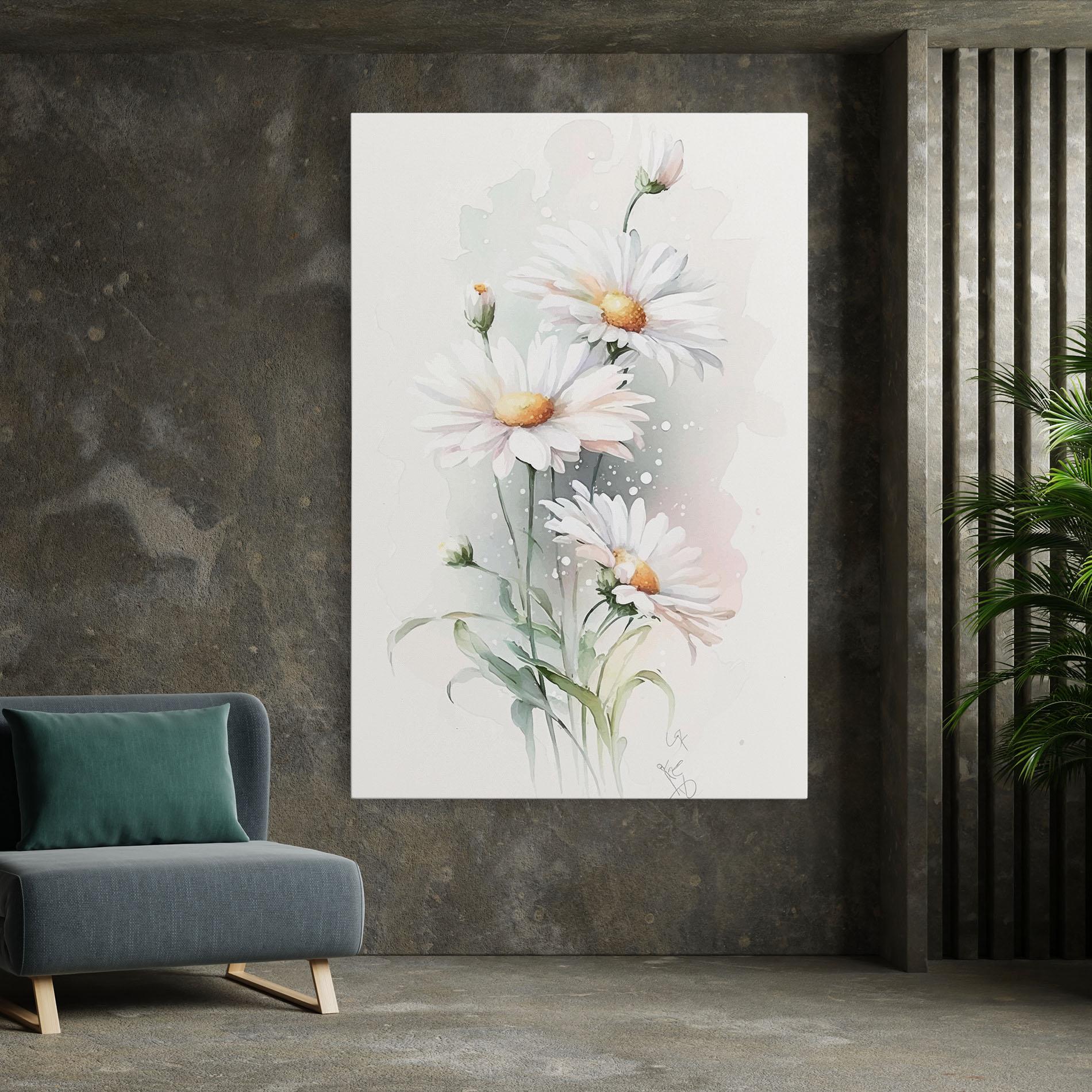 Leinwandbild Dreamy White Daisy mockup 7