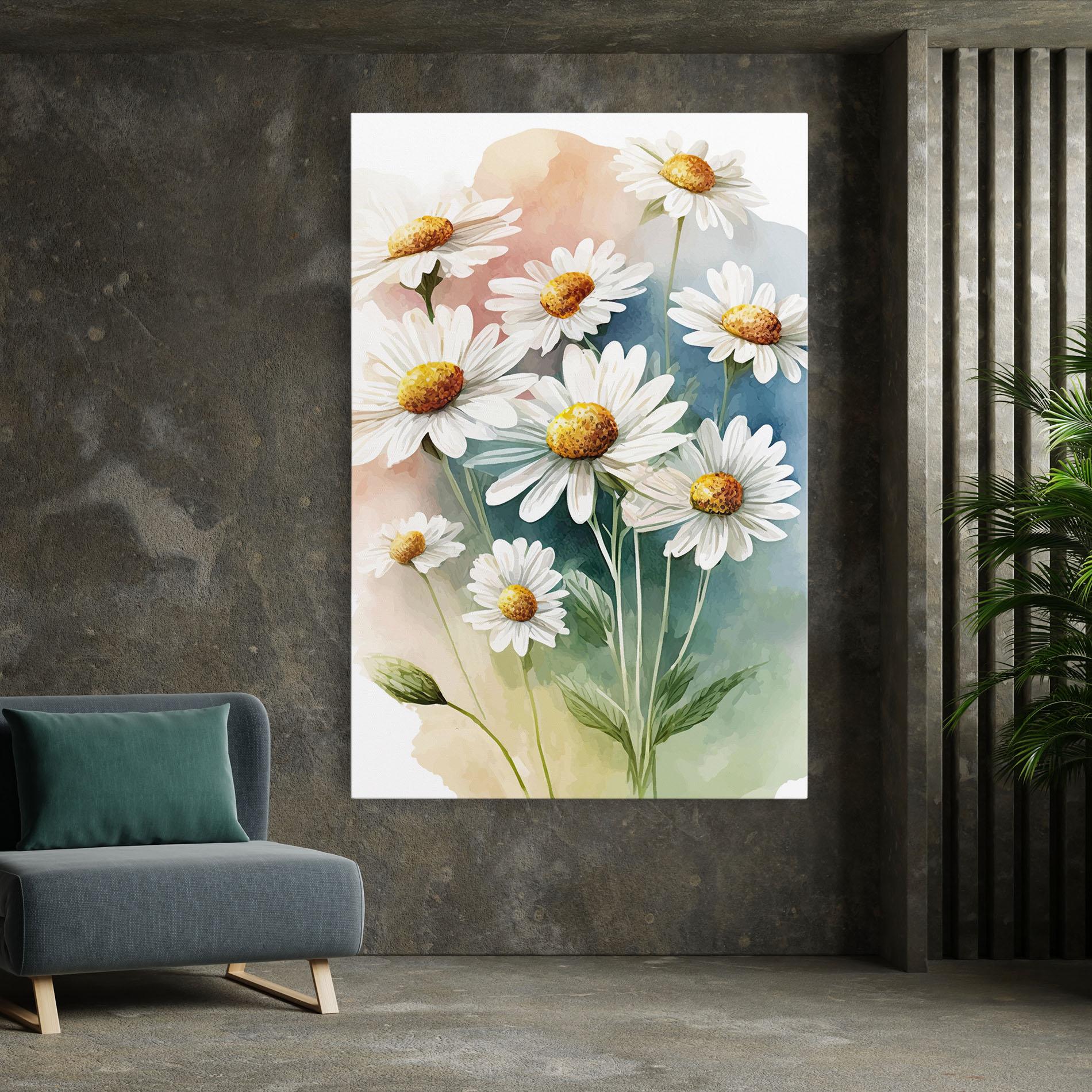 Leinwandbild White Daisy Art mockup 7
