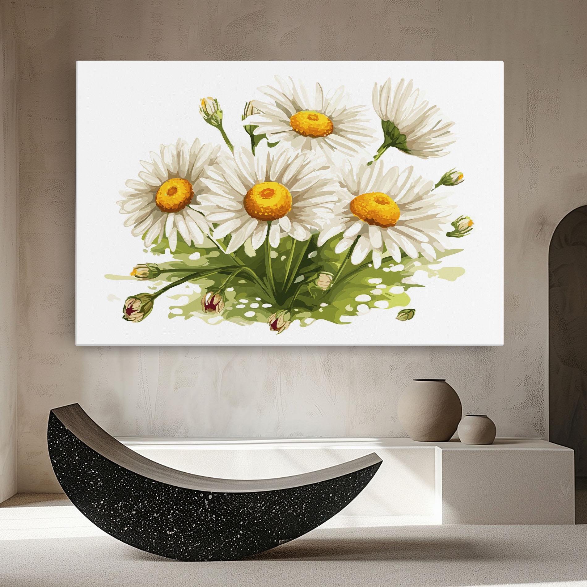 Leinwandbild White Grey Daisy mockup 8