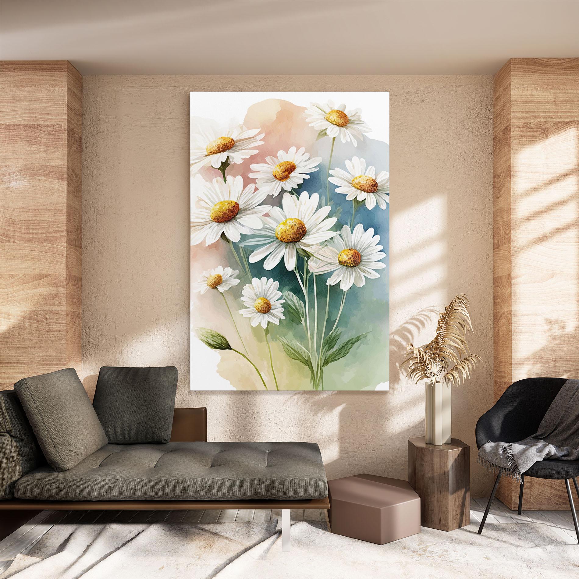 Leinwandbild White Daisy Art mockup 8