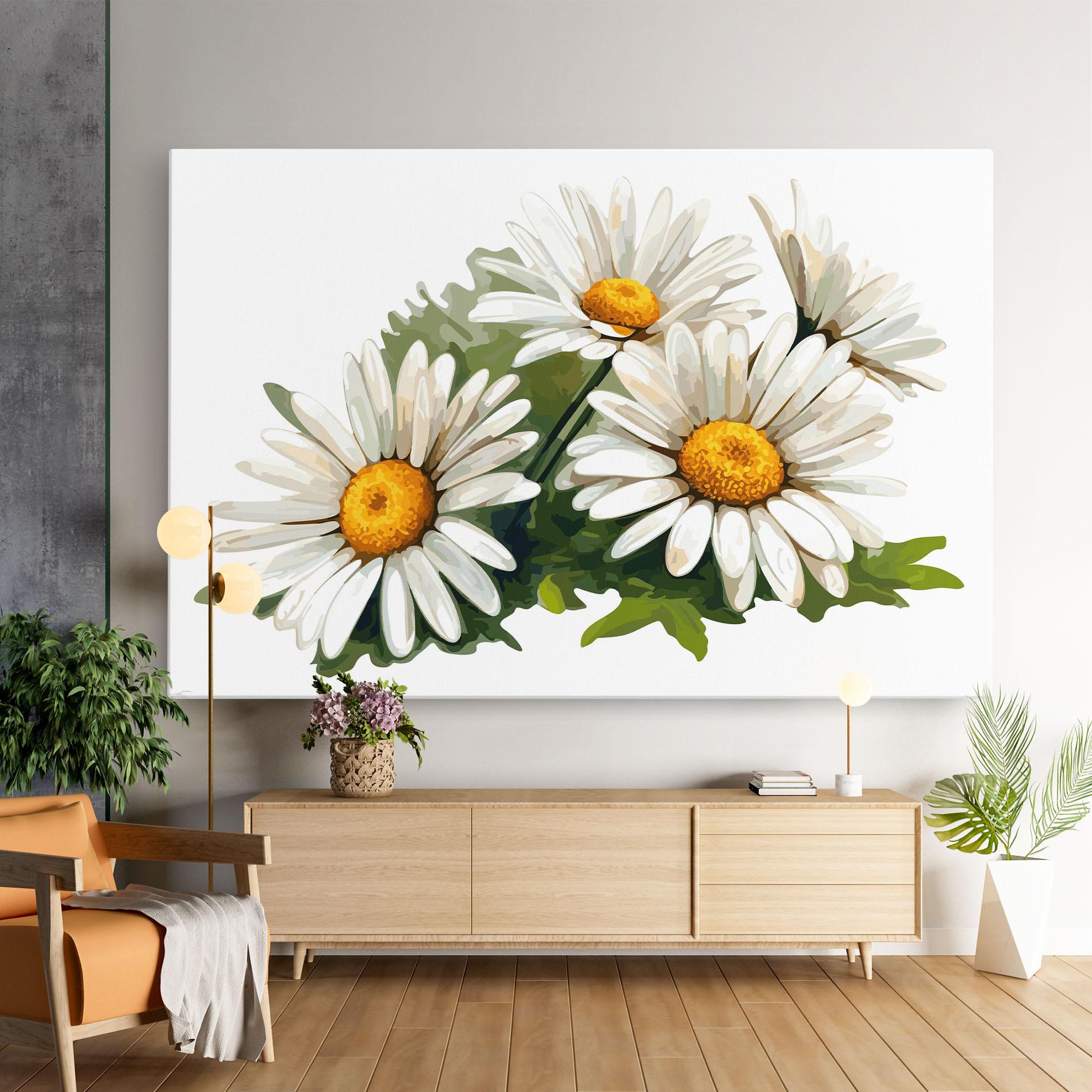 Leinwandbild Grey White Daisy mockup 9