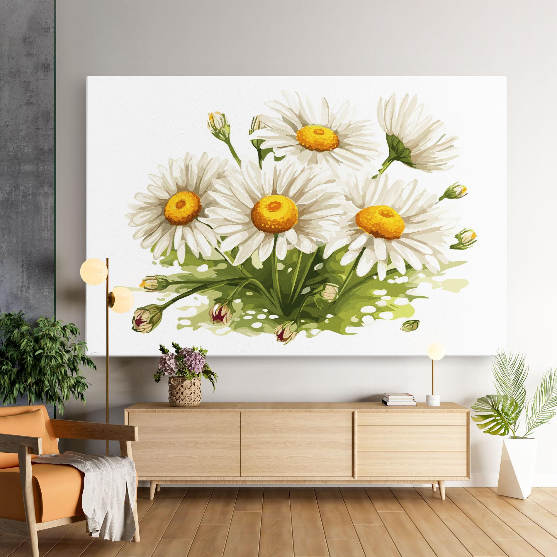 Leinwandbild White Grey Daisy mockup 9