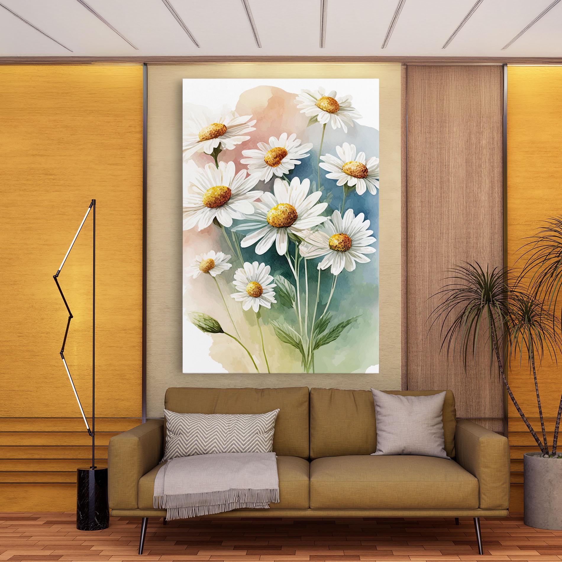 Leinwandbild White Daisy Art mockup 9