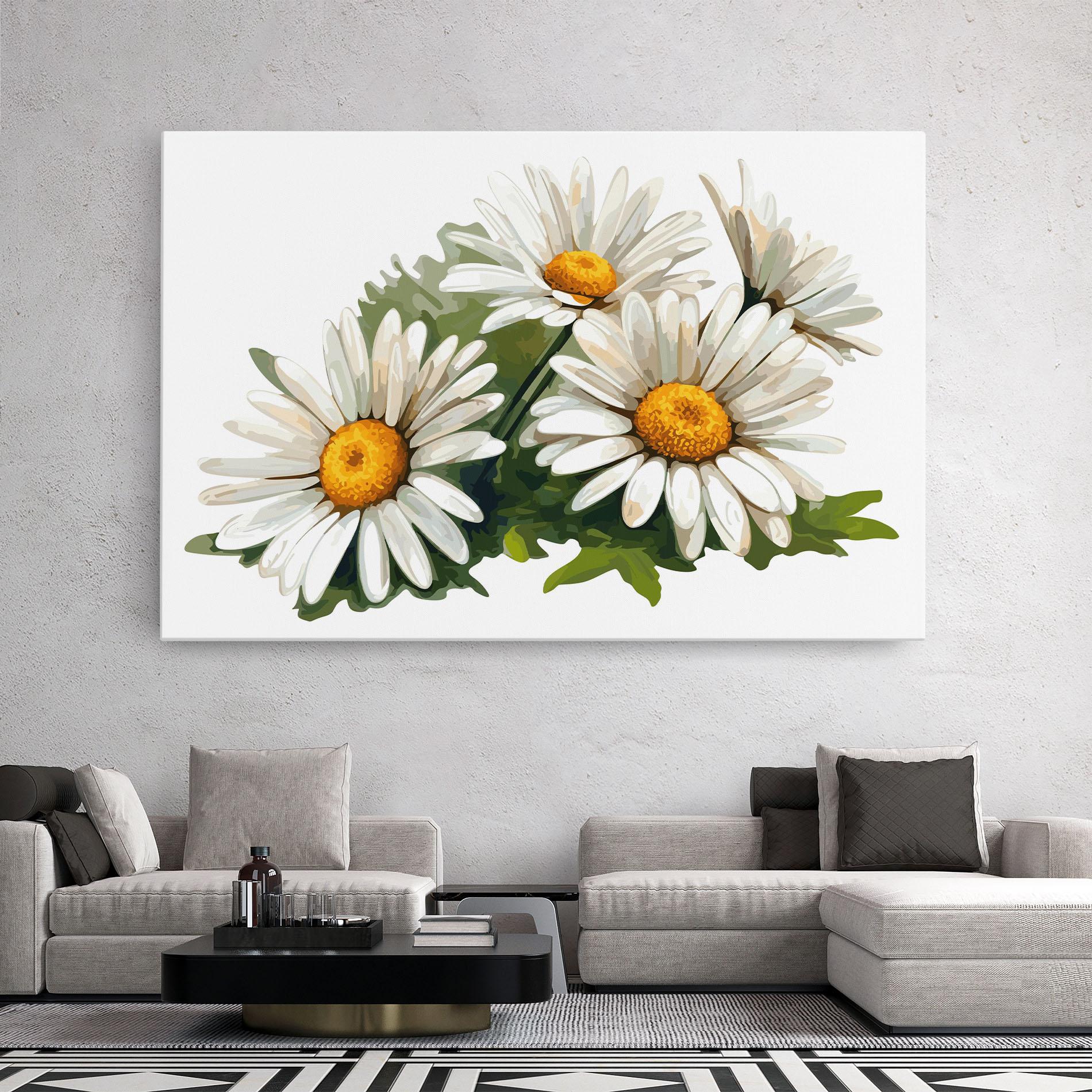 Leinwandbild Grey White Daisy mockup 2