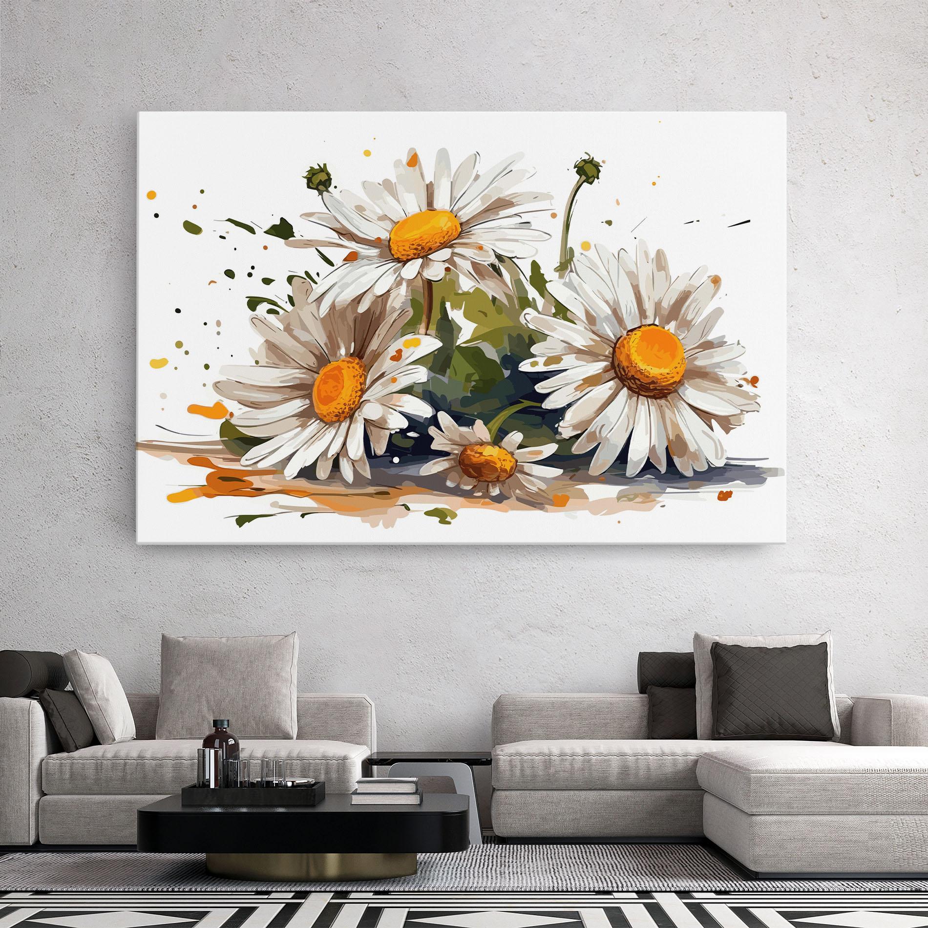 Leinwandbild White Beautiful Daisy mockup 2