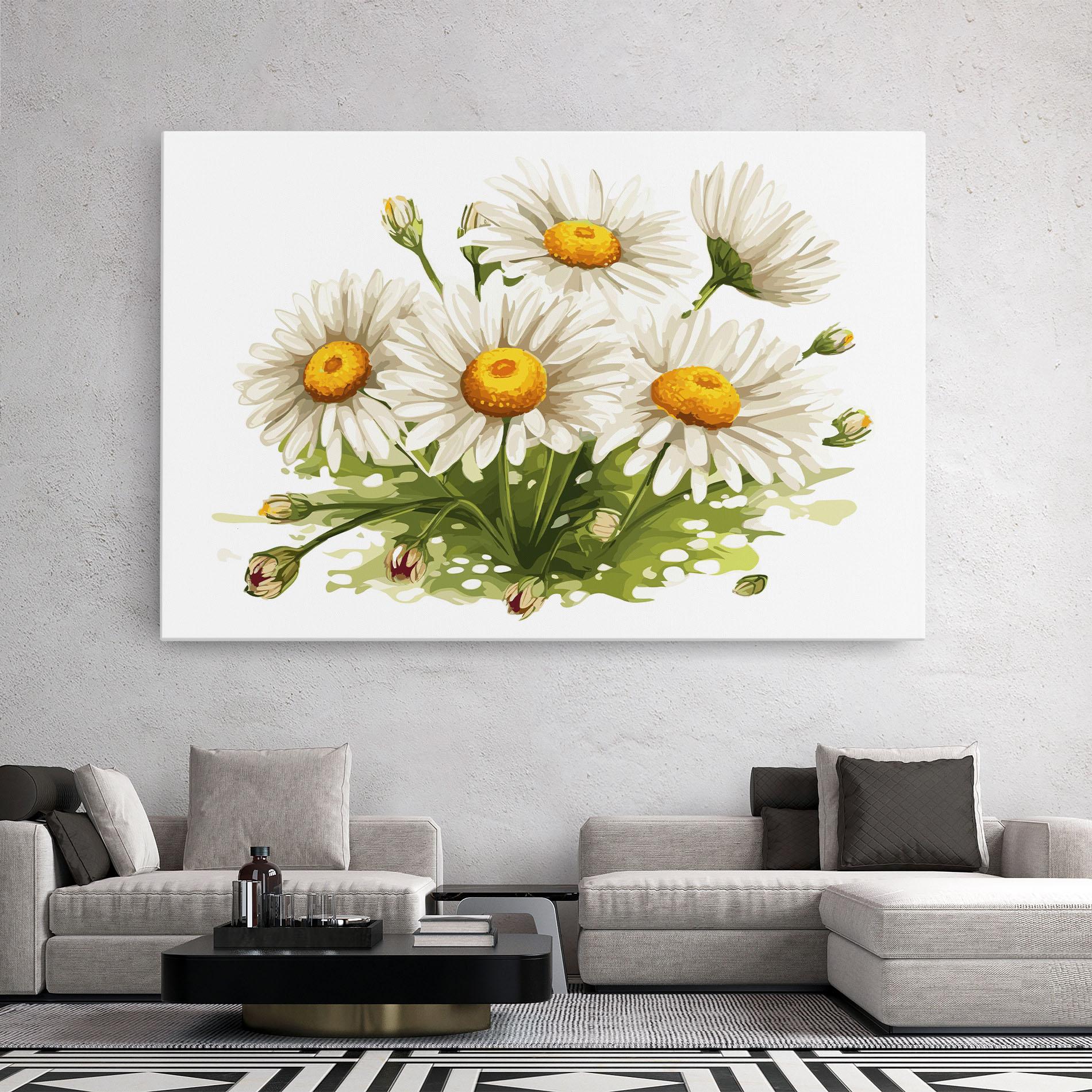 Leinwandbild White Grey Daisy mockup 2