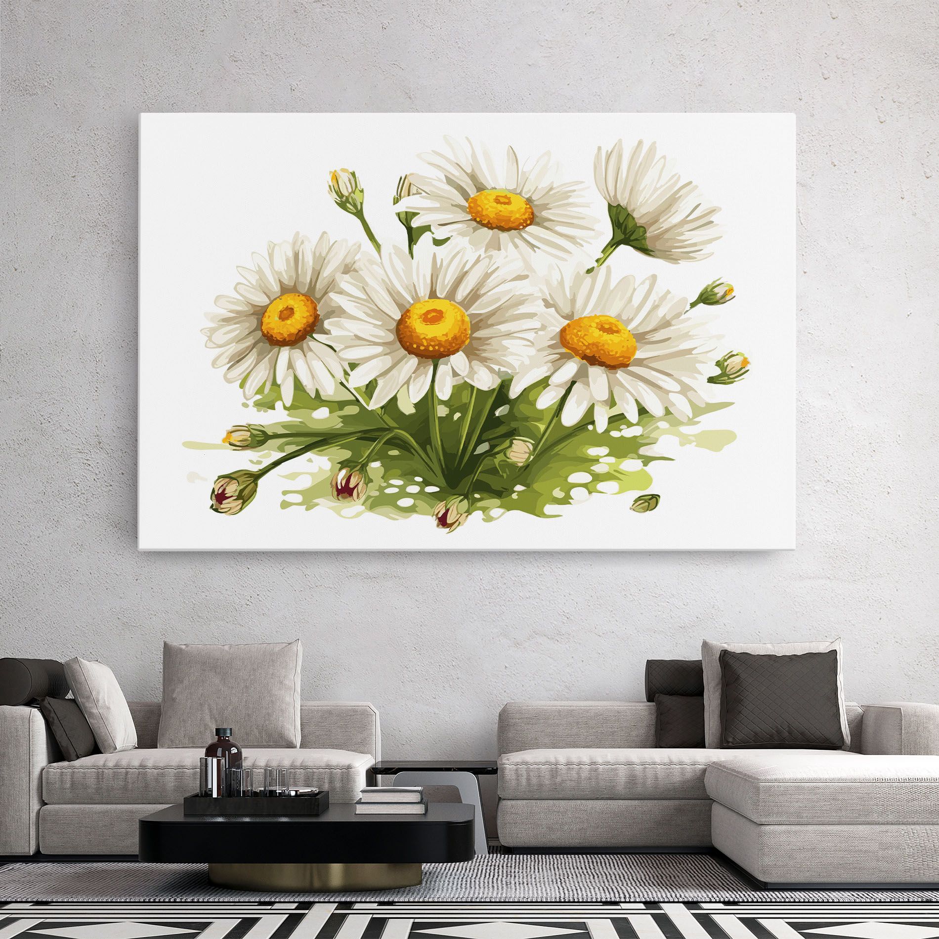 White Grey Daisy mockup 2