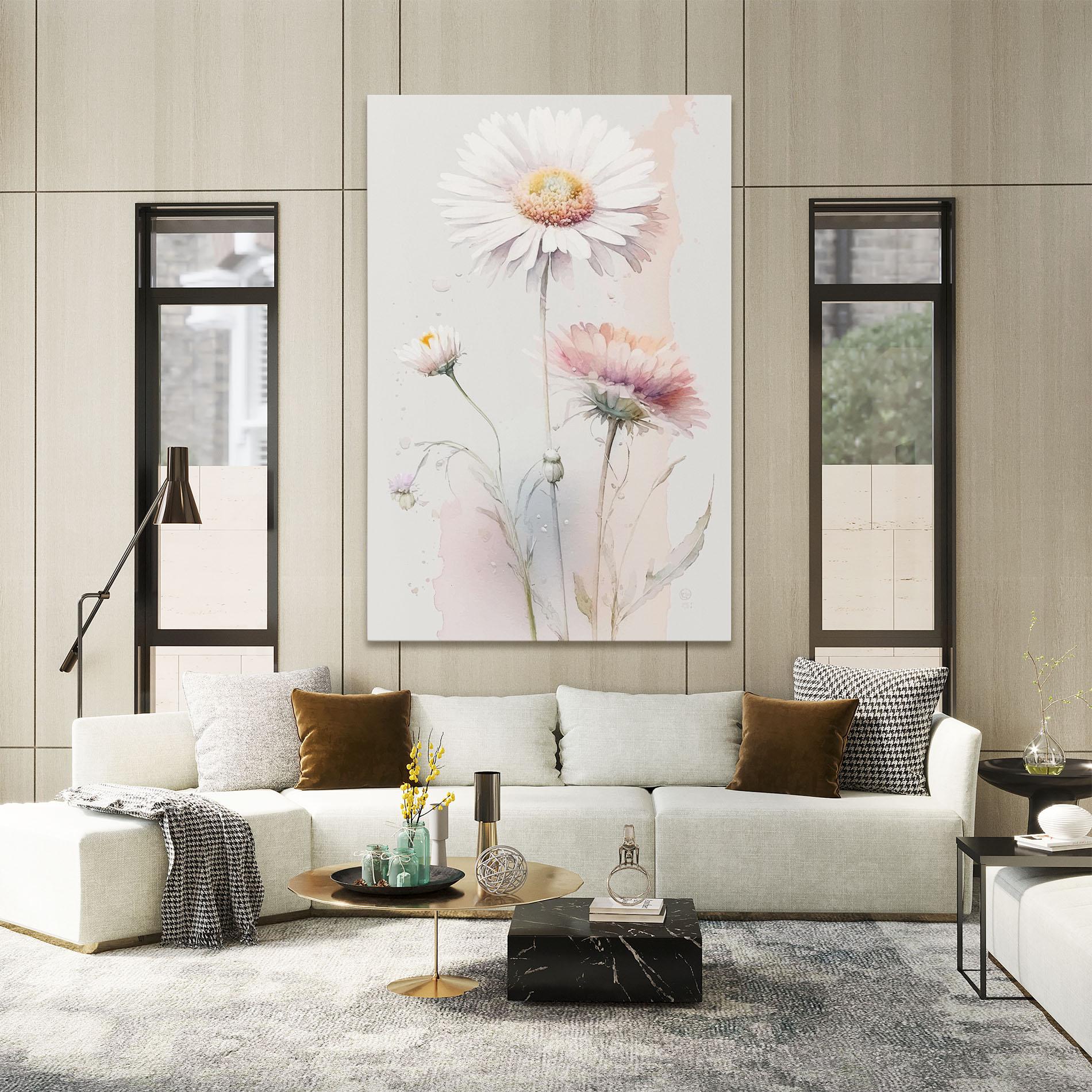 Leinwandbild White Painted Daisy mockup 2