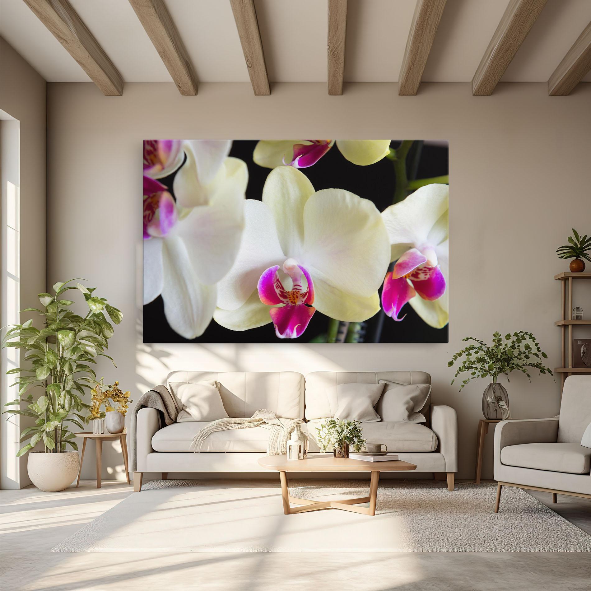 Leinwandbild Cream Purple Orchids mockup 6