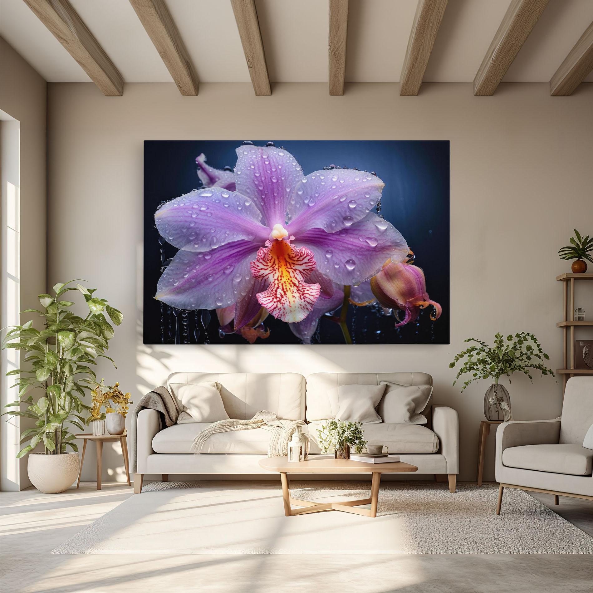 Leinwandbild Orchid In Rain mockup 6