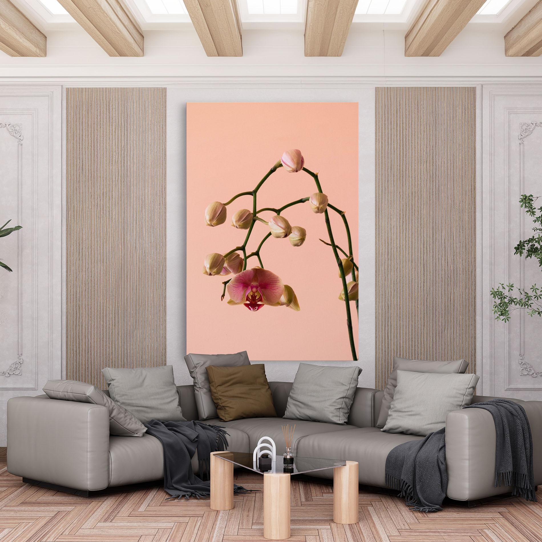 Leinwandbild Orchids On Pink mockup 6