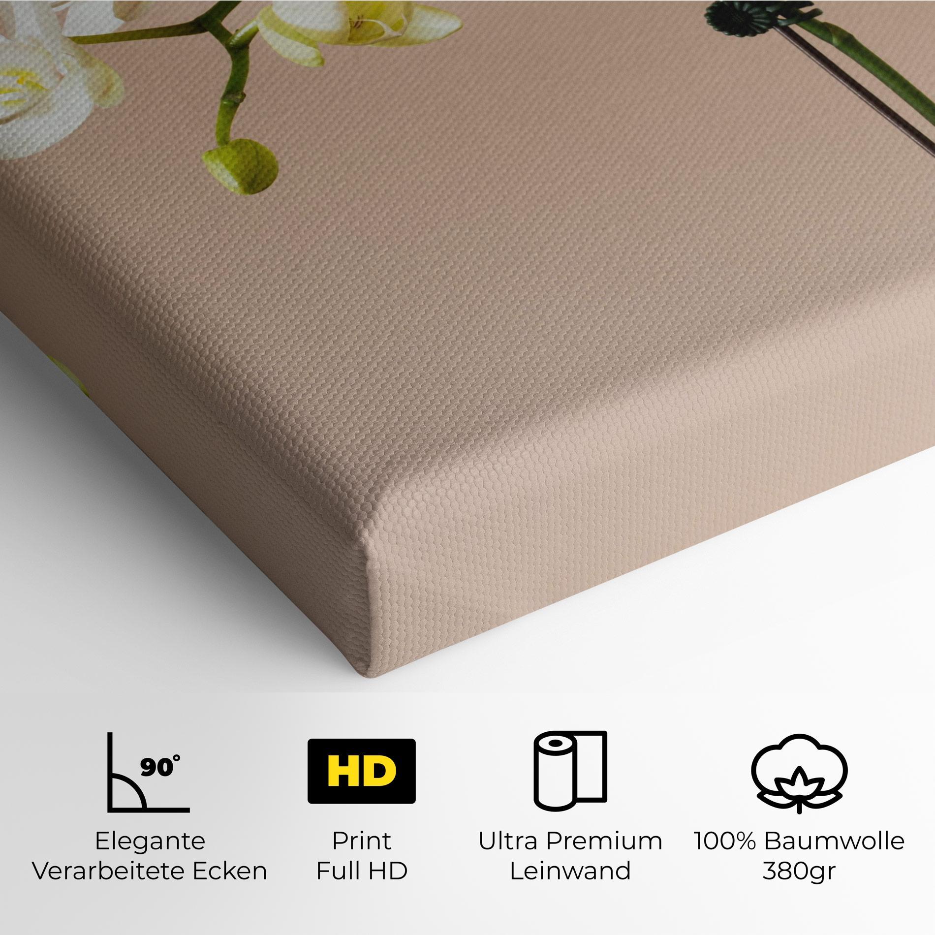 Leinwandbild Cream Orchid On Pink mockup 4