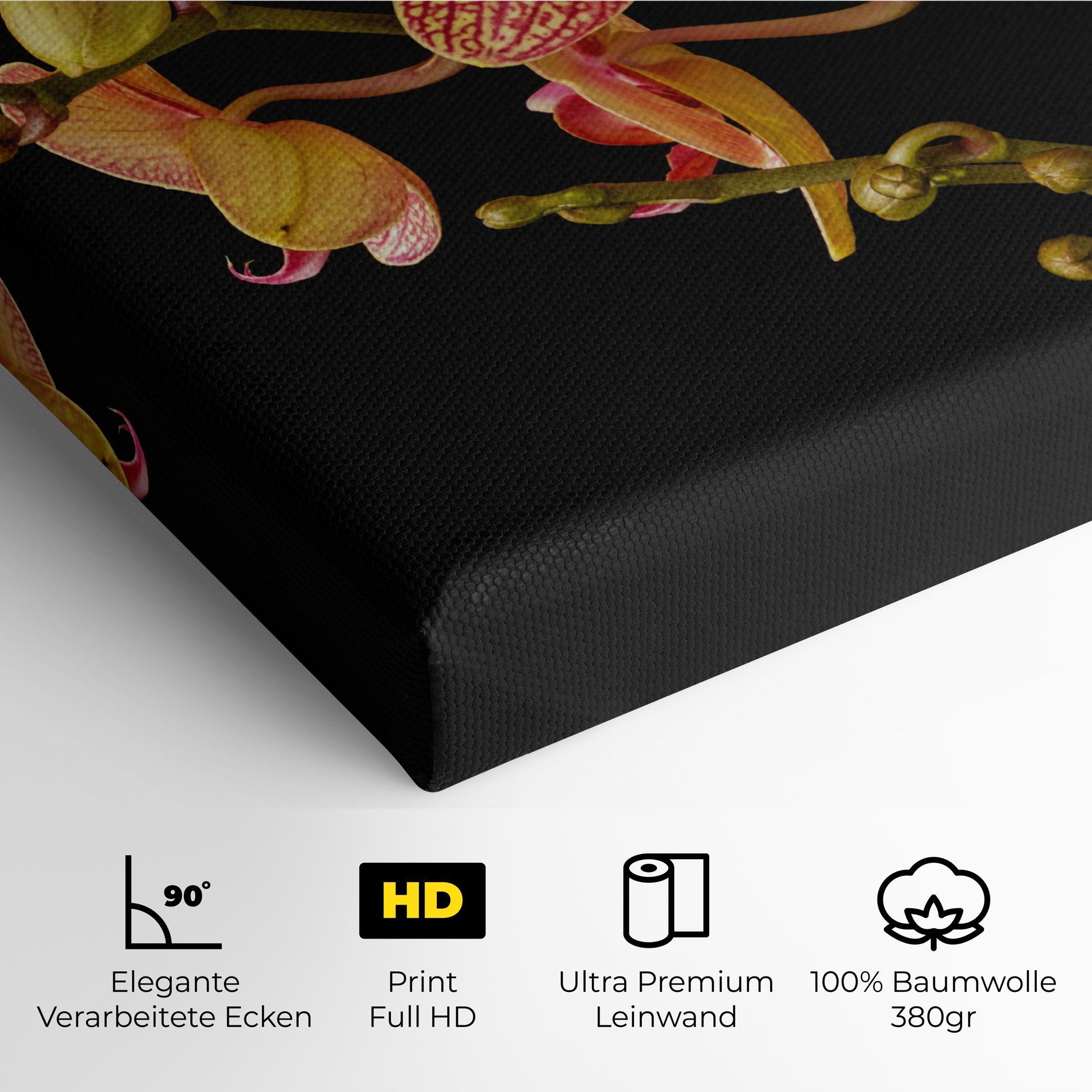 Leinwandbild Pink Orchids On Black mockup 4