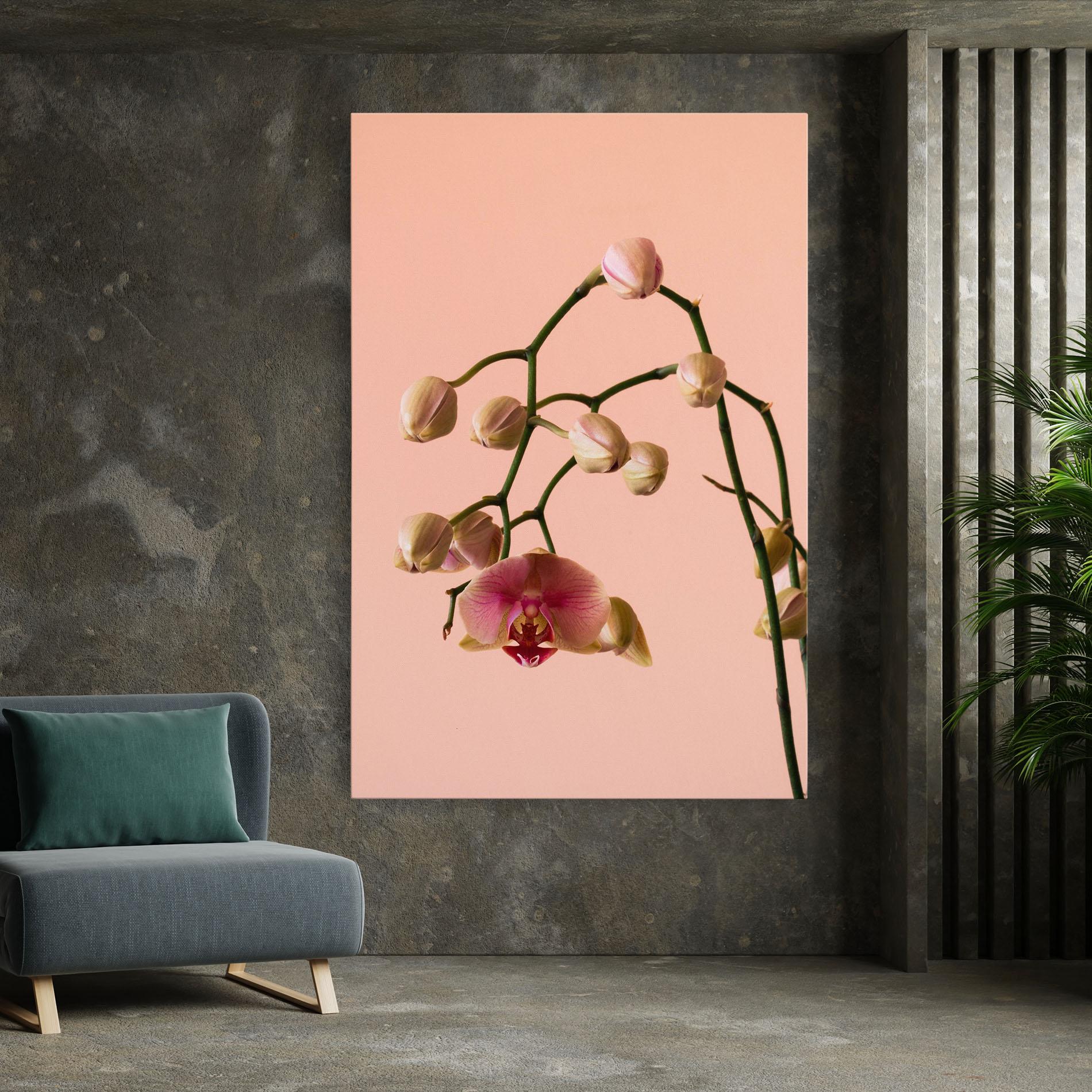 Leinwandbild Orchids On Pink mockup 7