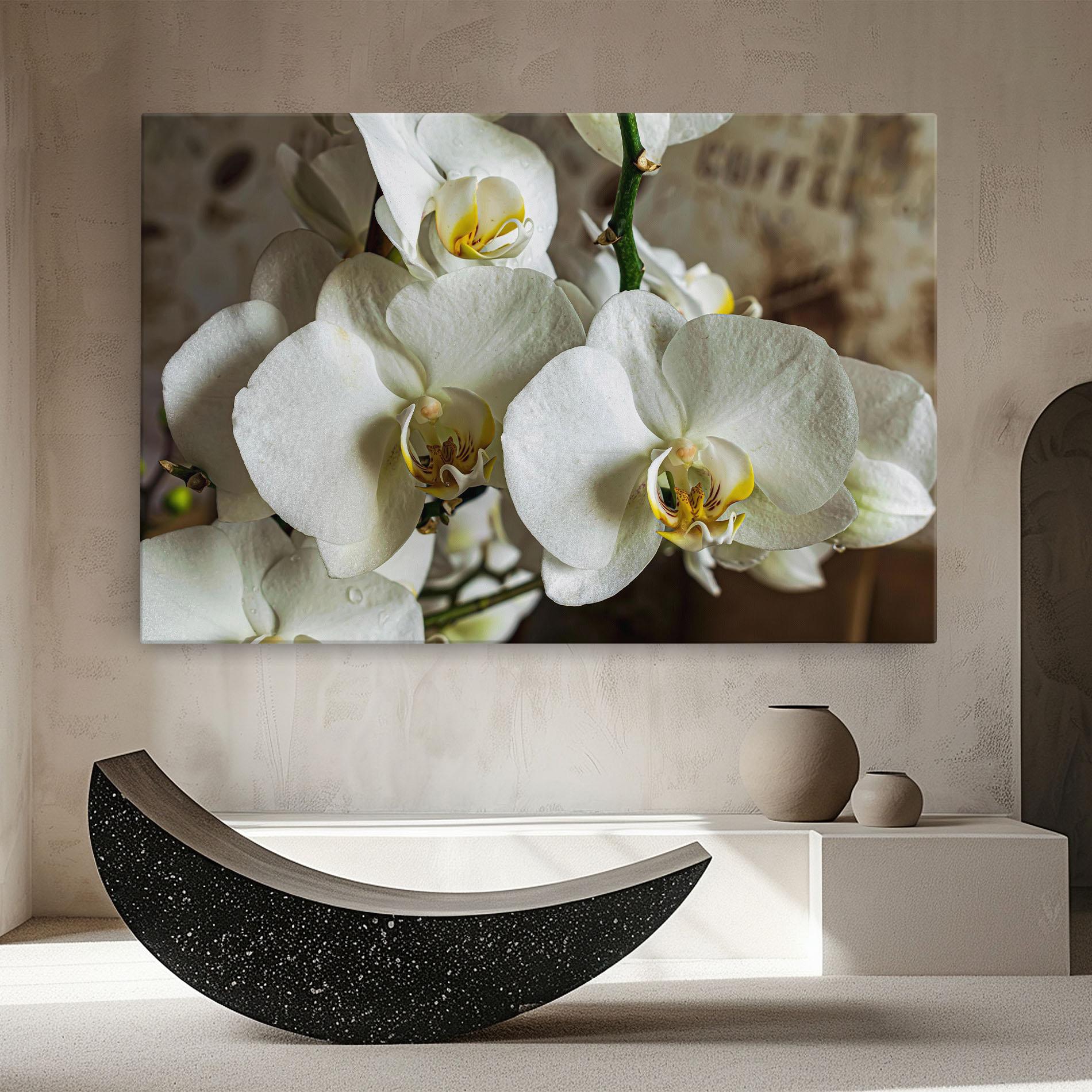 Leinwandbild Beautiful White Orchids mockup 8