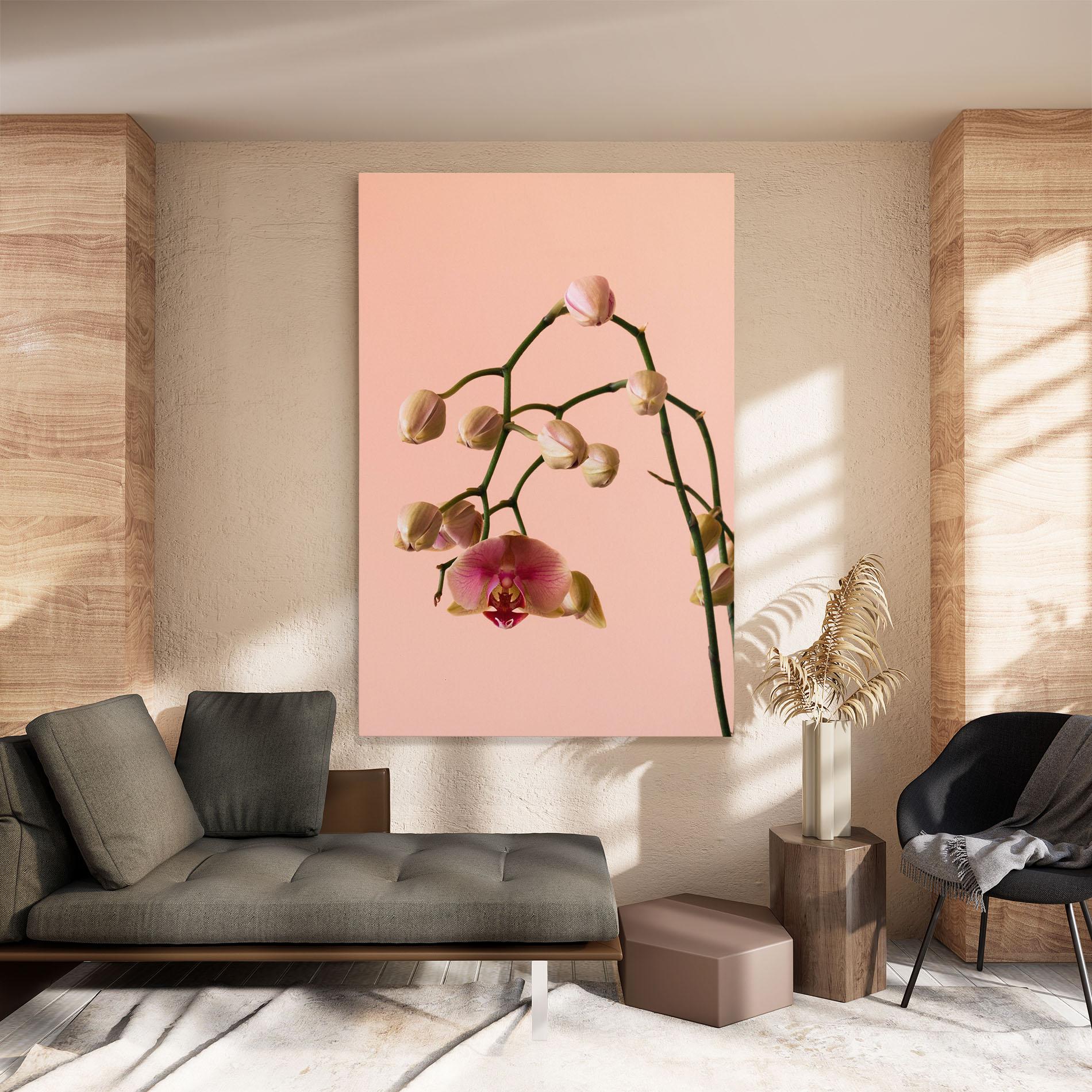 Leinwandbild Orchids On Pink mockup 8