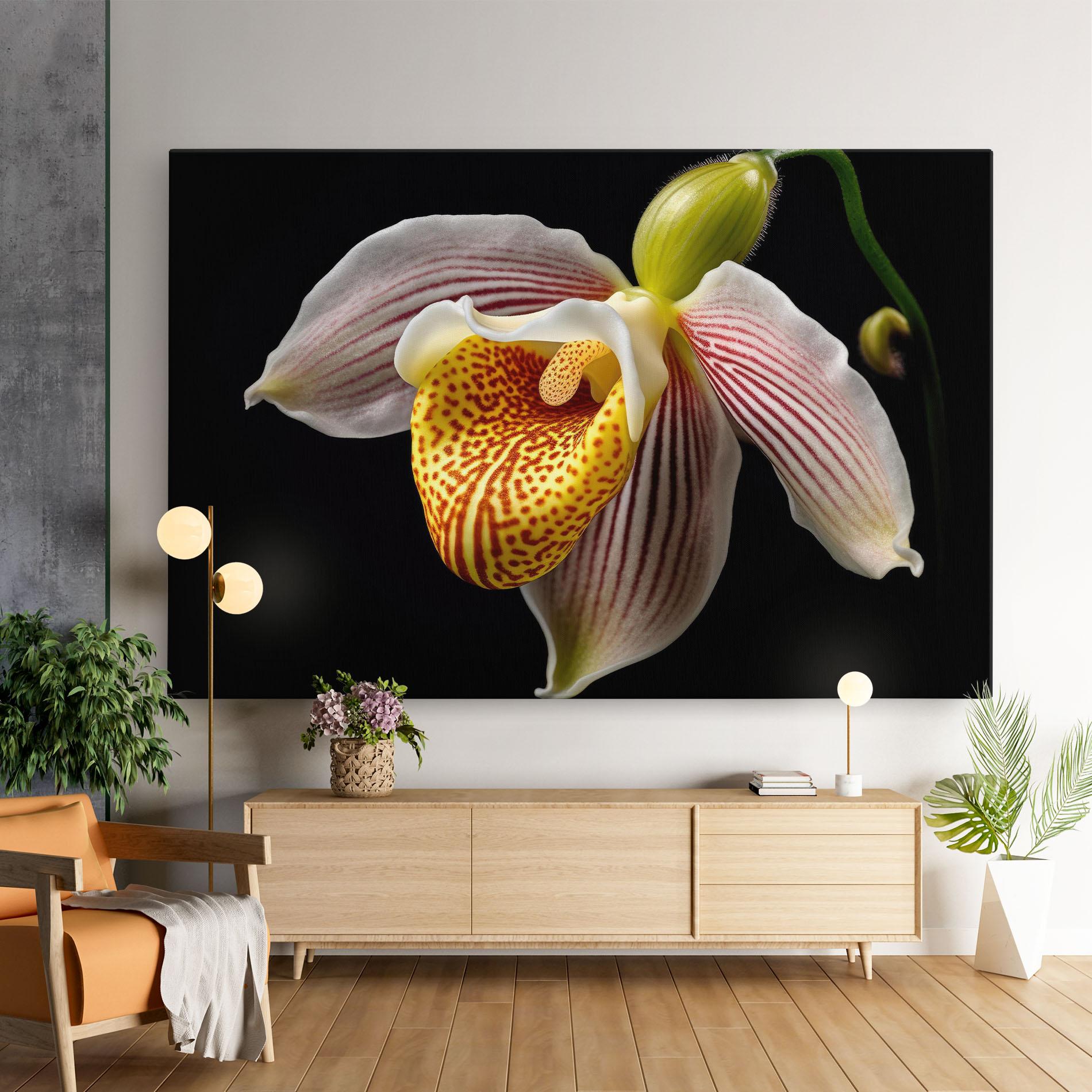 Leinwandbild Orchid On Black mockup 9