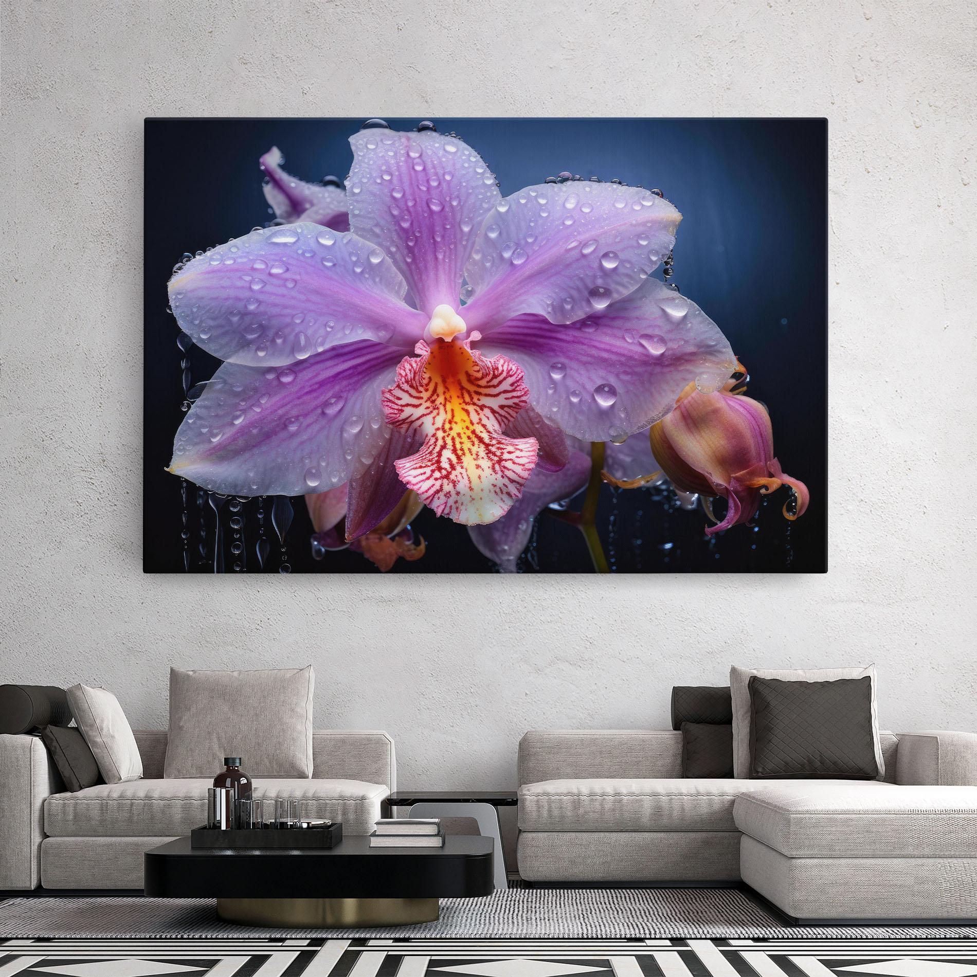 Leinwandbild Orchid In Rain mockup 2
